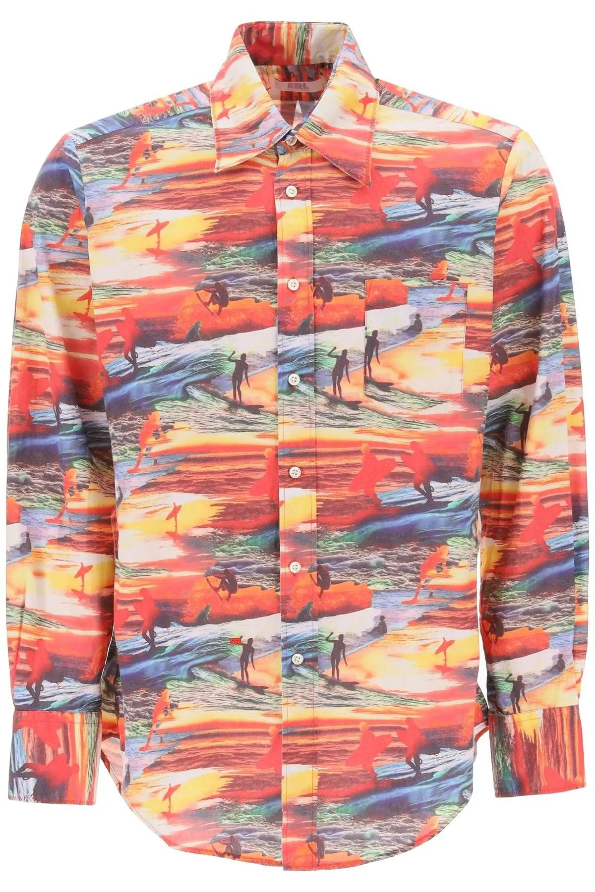 image of Erl O1S22I1N0224 Printed Cotton Shirt In Multicolor, Men's (Size XL)