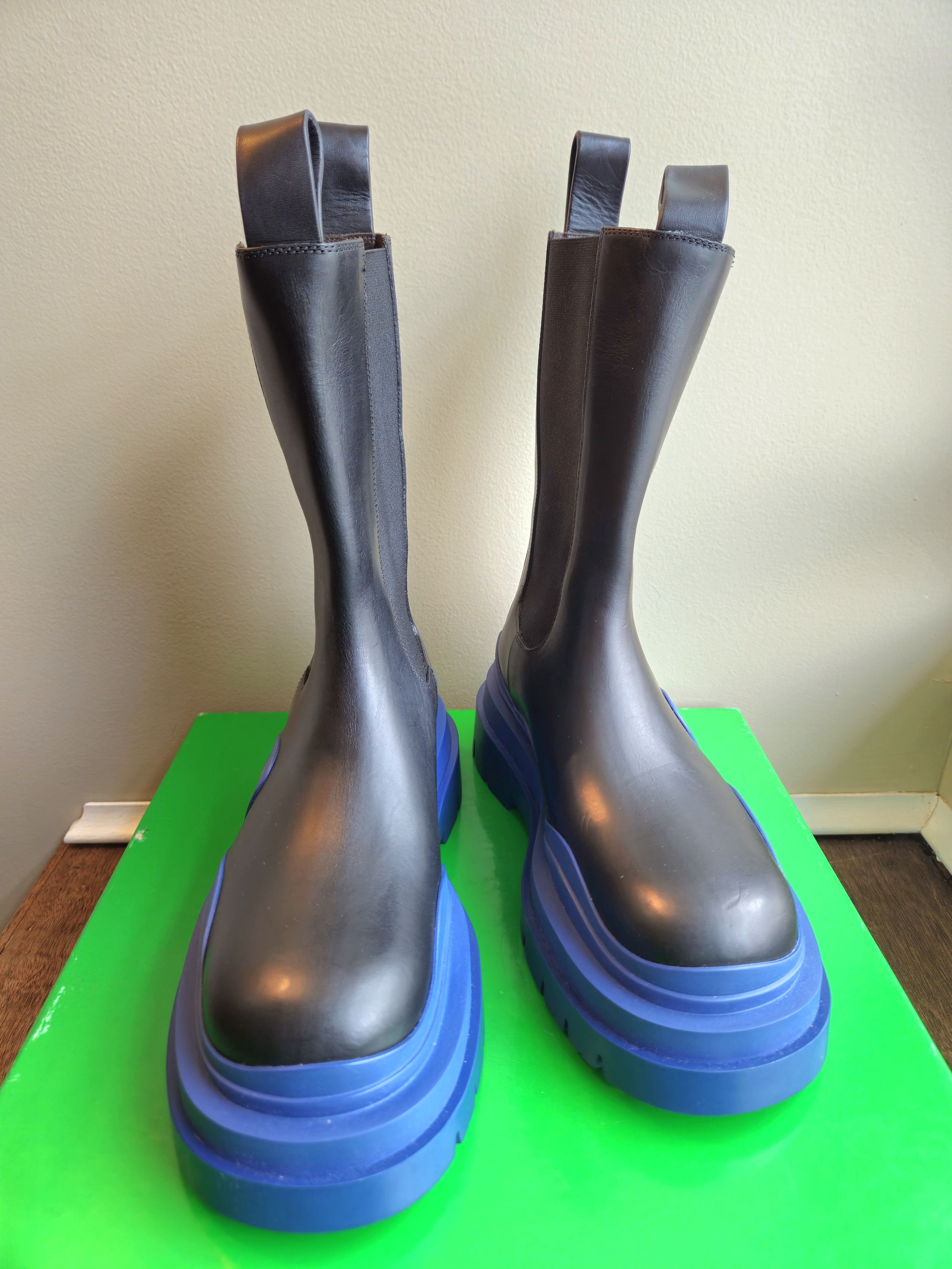 Bottega Veneta Bottega Veneta Womens Tire Size 7.5 Black Blue Leather Boots Size US 7.5 / IT 37.5 - 1 Thumbnail