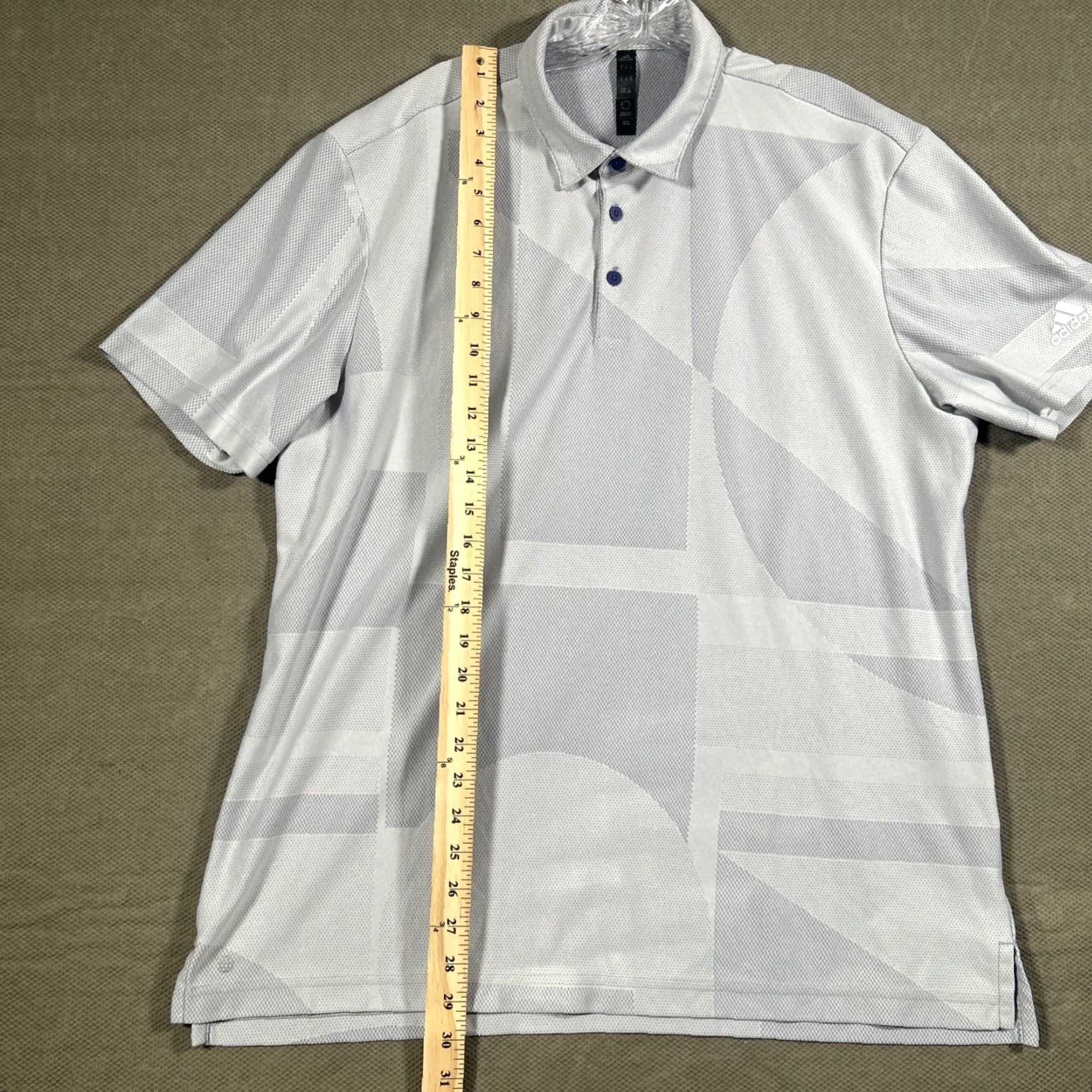 Adidas Adidas Jacquard Mens XL Gray Polyester Short Sleeve Polo Shirt Stretch Shirt Polo Size US XL / EU 56 / 4 - 7 Thumbnail