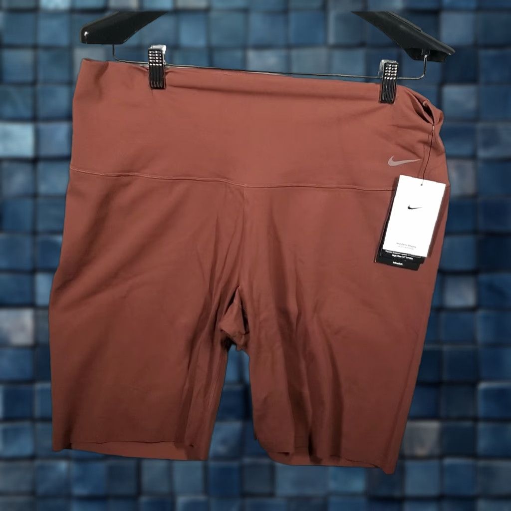 Nike Nike Womens Biker Shorts XL Brown Dri-FIT 8-Inch Inseam Activewear Size 40" / US 18 - 1 Thumbnail