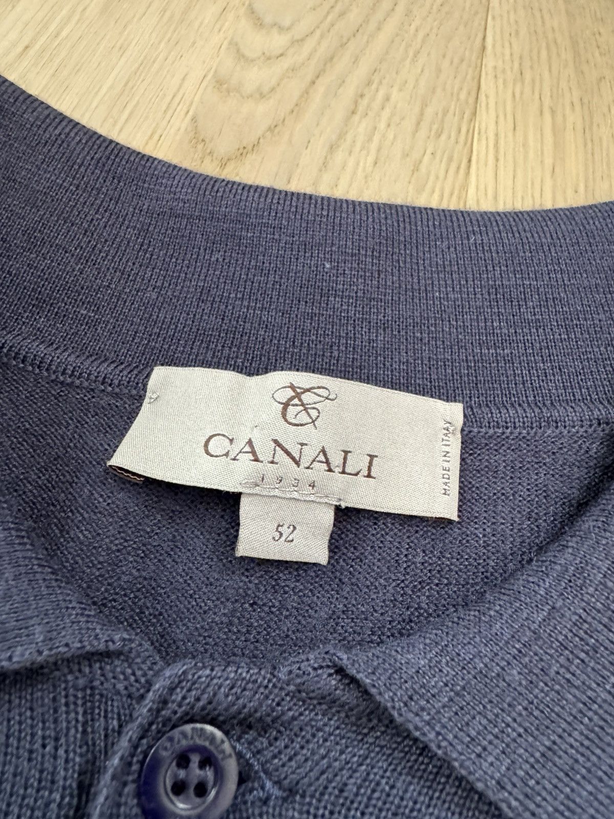 Canali CANALI wool knit polo SEE TAPE MEASUREMENTS IN PHOTOS Size US L / EU 52-54 / 3 - 8 Thumbnail
