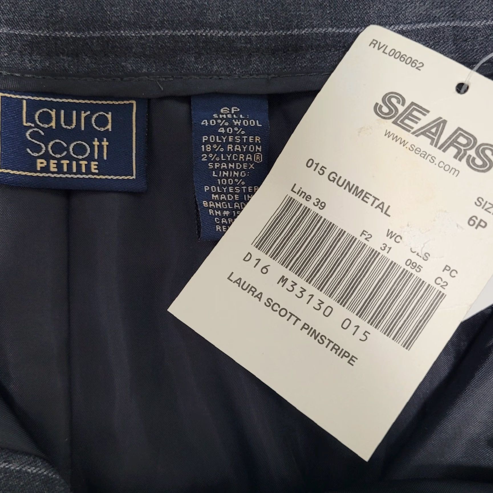 Vintage VTG NWT Laura Scott Gunmetal Grey Wool Blend Pinstriped Lined Skirt Size 6P Size 28" / US 6 / IT 42 - 3 Thumbnail