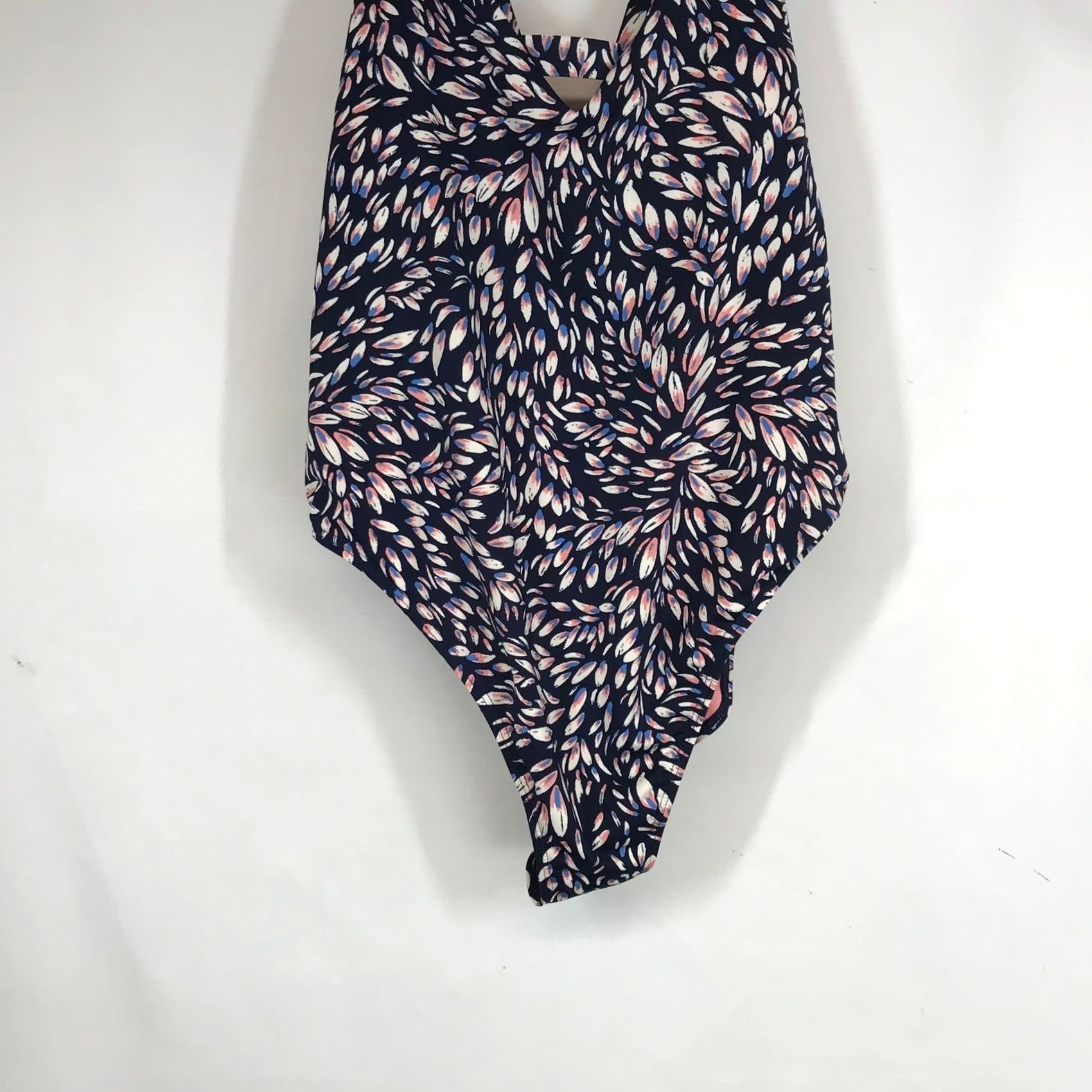 Vintage VINTAGE Carve Designs Womens XL Navy Blue Leaf Print V-Neck Strappy Back Swimsuit Size ONE SIZE - 3 Thumbnail