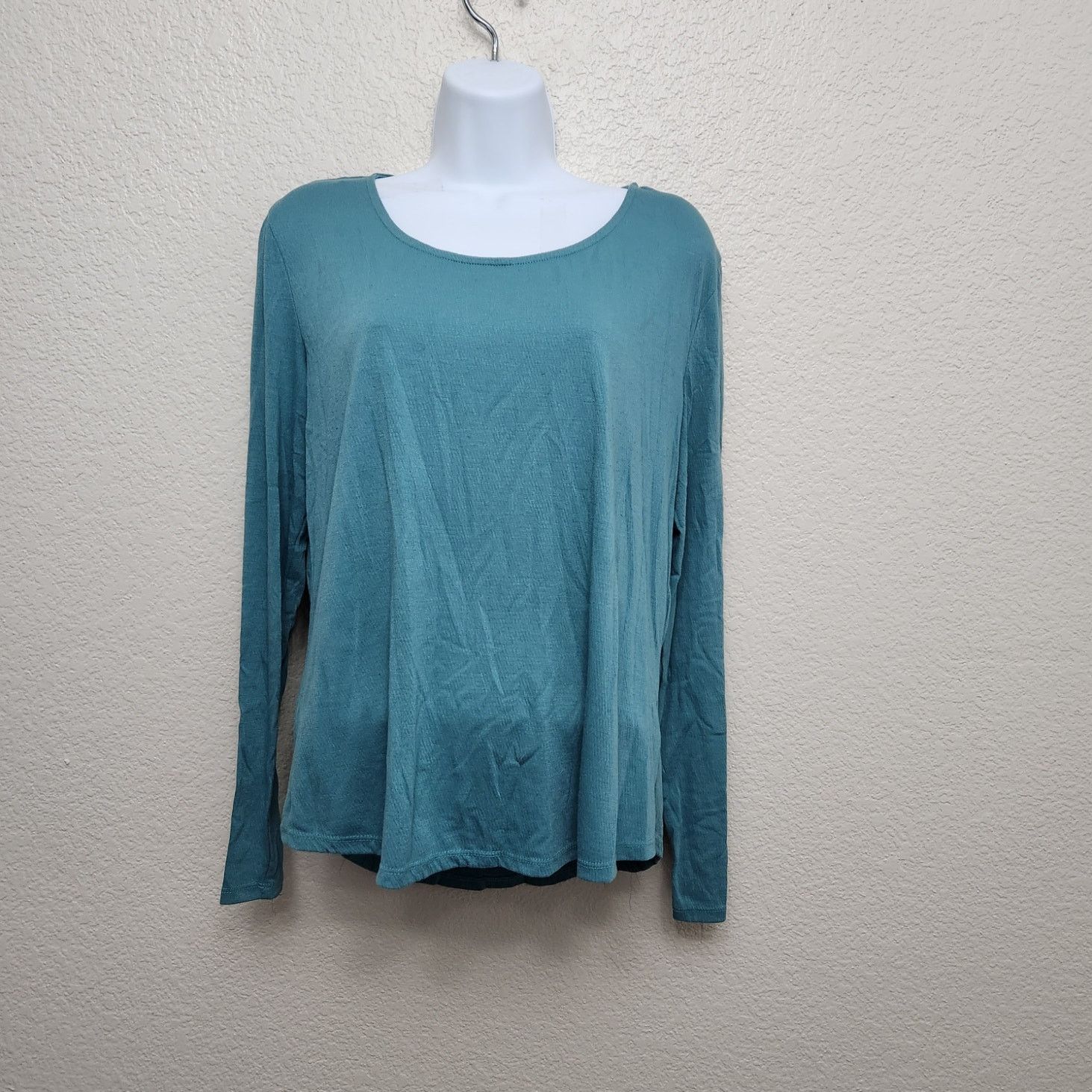 Other Simply Styled Blue Green Thermal Style Long Sleeve Top Small Size S / US 4 / IT 40 - 1 Thumbnail