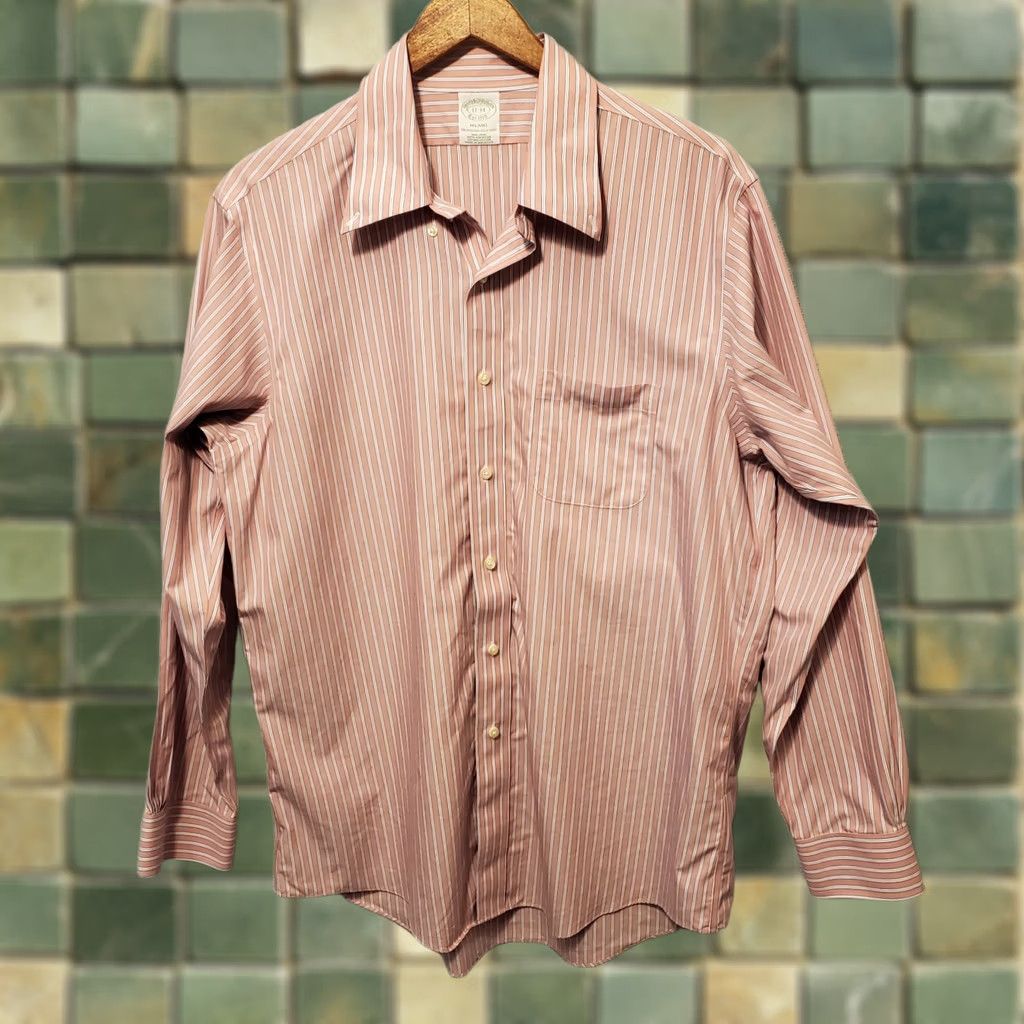 Brooks Brothers VINTAGE Brooks Brothers Original Polo Shirt Men Shirt Adult Regular Chest 46 in Pink Blue White Stripe Oxford Cotton Classic Preppy Shirt Mens Size US XL / EU 56 / 4 - 1 Thumbnail