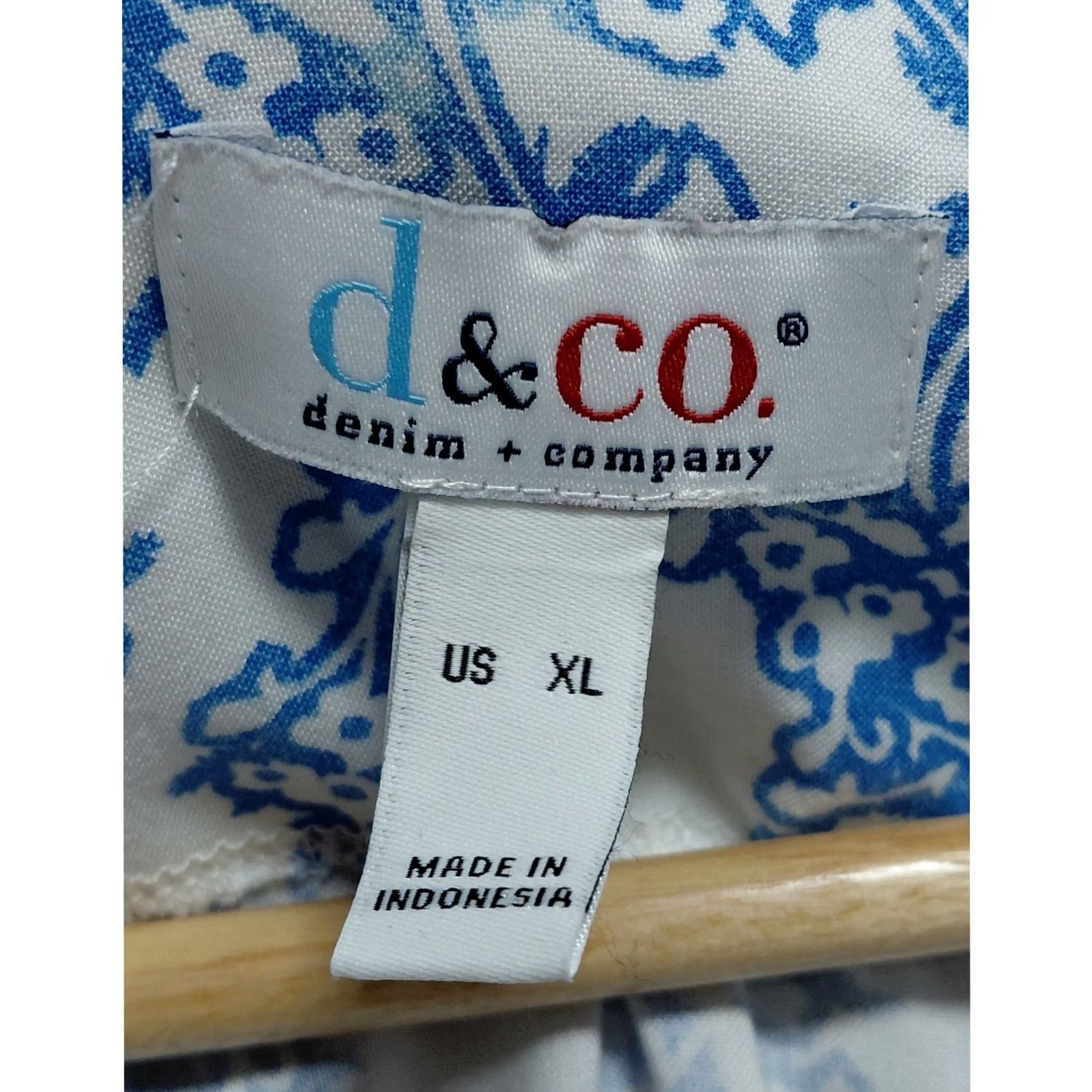 Vintage d&co Denim Blue Floral Blouse Long Sleeve Collared Women Size XL Size XL / US 12-14 / IT 48-50 - 3 Thumbnail