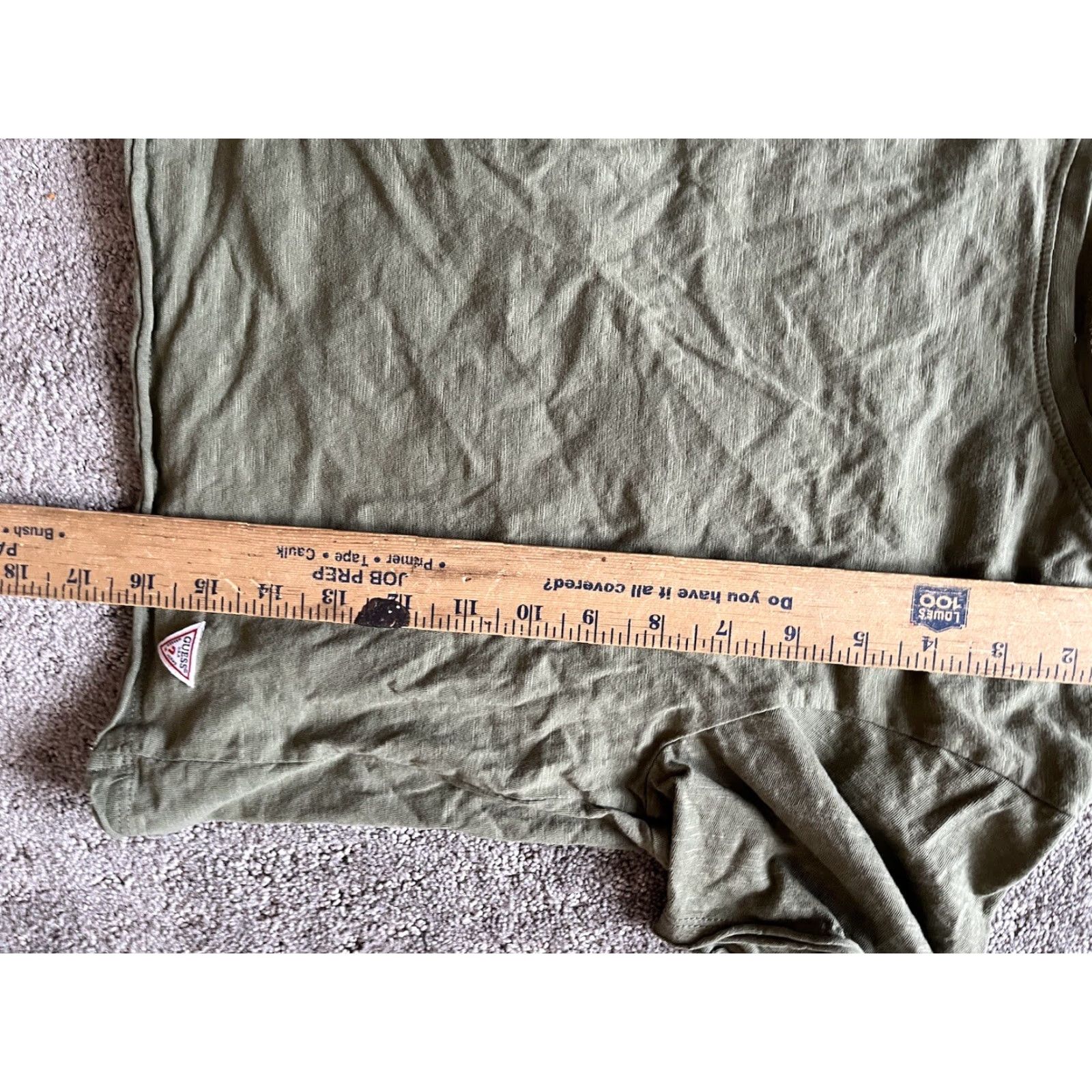 Guess VINTAGE GUESS Army Green Micro Crop Top Short Sleeve Crew Neck Womens M Cropped 90s Logo Patch Shirt Size M / US 6-8 / IT 42-44 - 6 Thumbnail