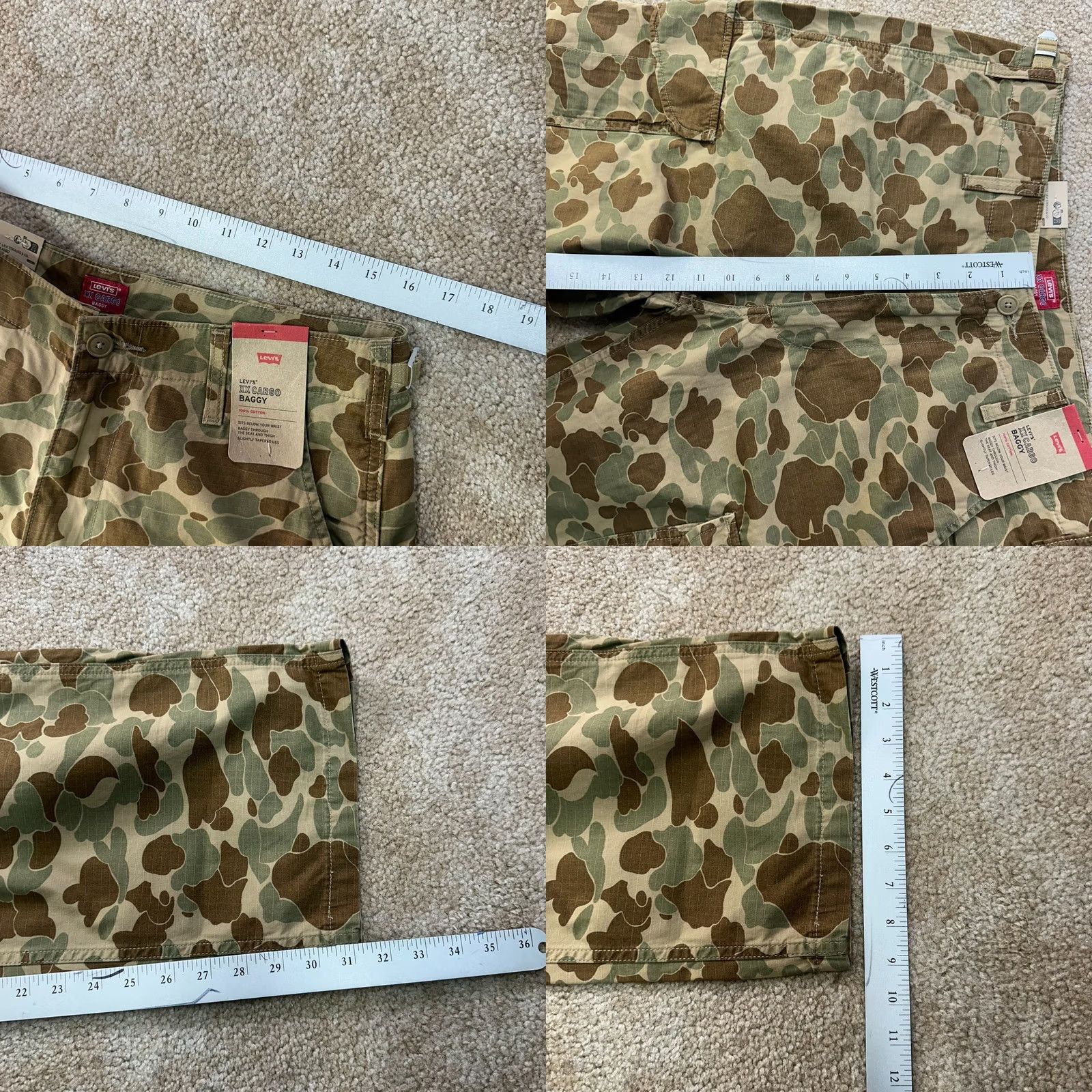 Levi's Levi's Cargo Baggy Pants Mens 32x32 Brown Camouflage Cotton Relaxed NWT Pants Size US 32 / EU 48 - 9 Thumbnail