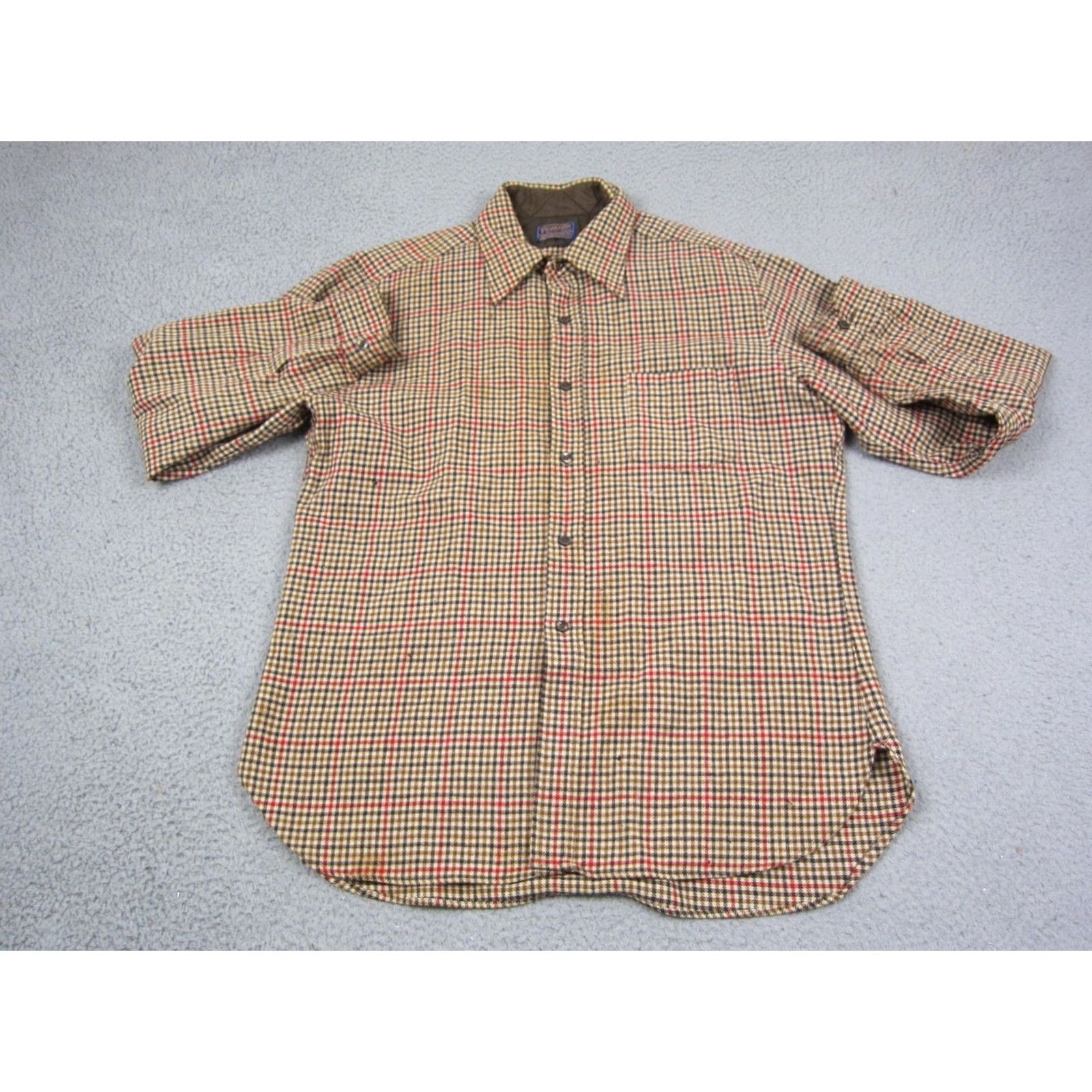 Pendleton VINTAGE Pendleton Shirt Mens XL Brown Wool Made in USA 50s 60s Plaid Button-Up Long Sleeve Collared Retro Classic Outdoor Workwear 90s Mens Size US XL / EU 56 / 4 - 2 Thumbnail