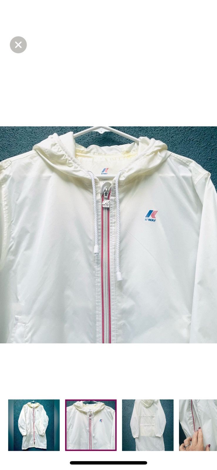 K-Way K Way Long White Raincoat Size US XL / EU 56 / 4 - 2 Thumbnail