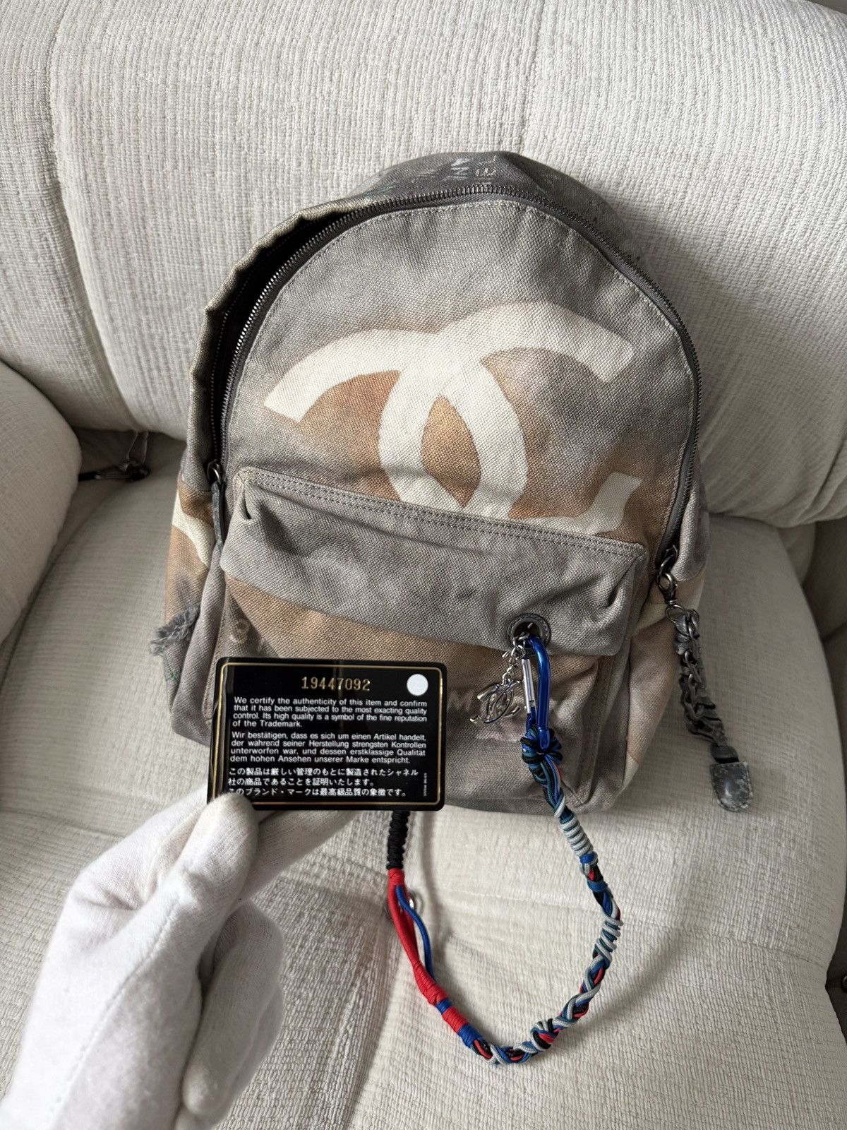 Chanel SS14 Artclass Light Grey Canvas Graffiti Backpack FULL SET Size ONE SIZE - 24 Thumbnail