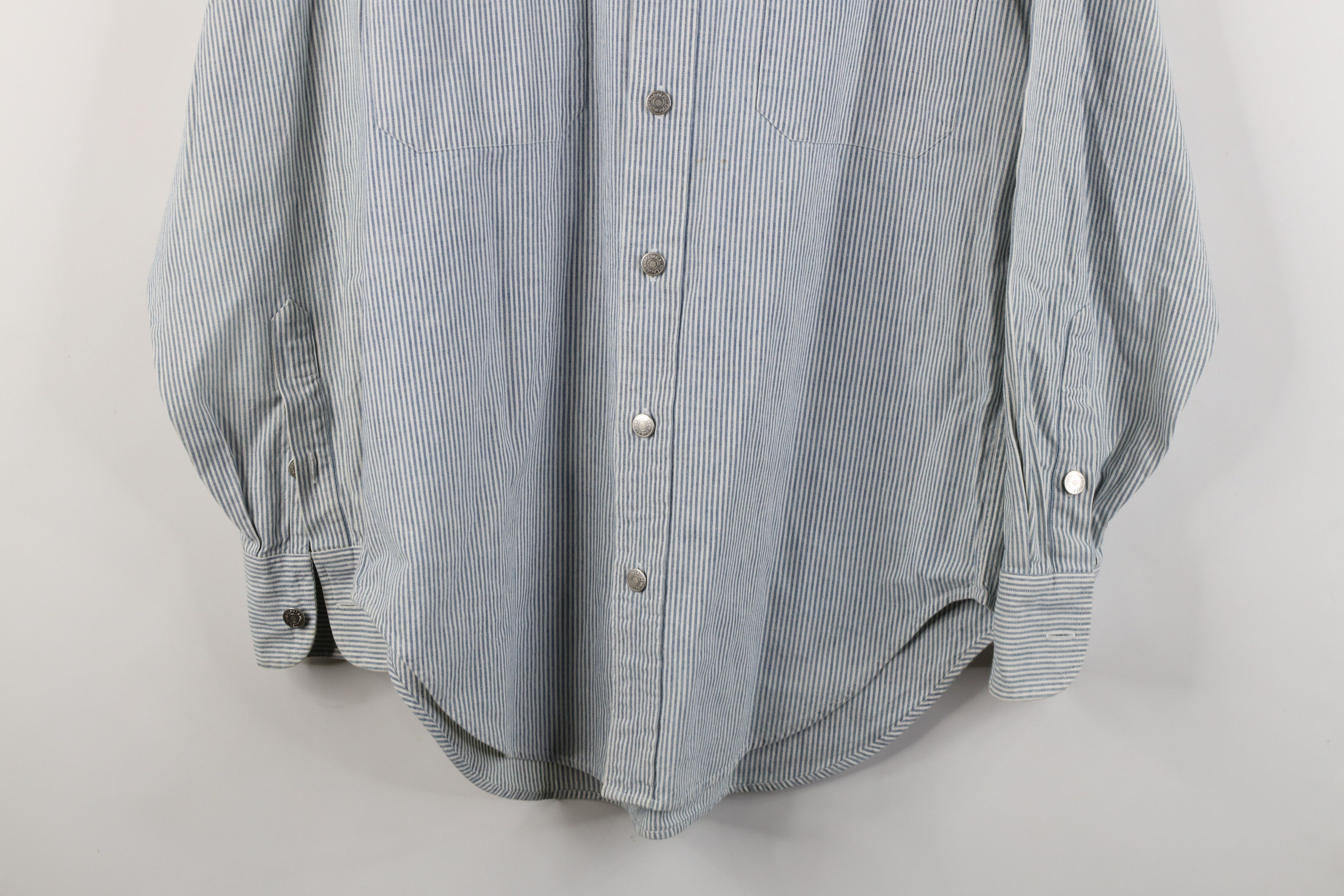 Ralph Lauren Vintage 90s Ralph Lauren Striped Button Shirt Blue Size M / US 6-8 / IT 42-44 - 3 Thumbnail
