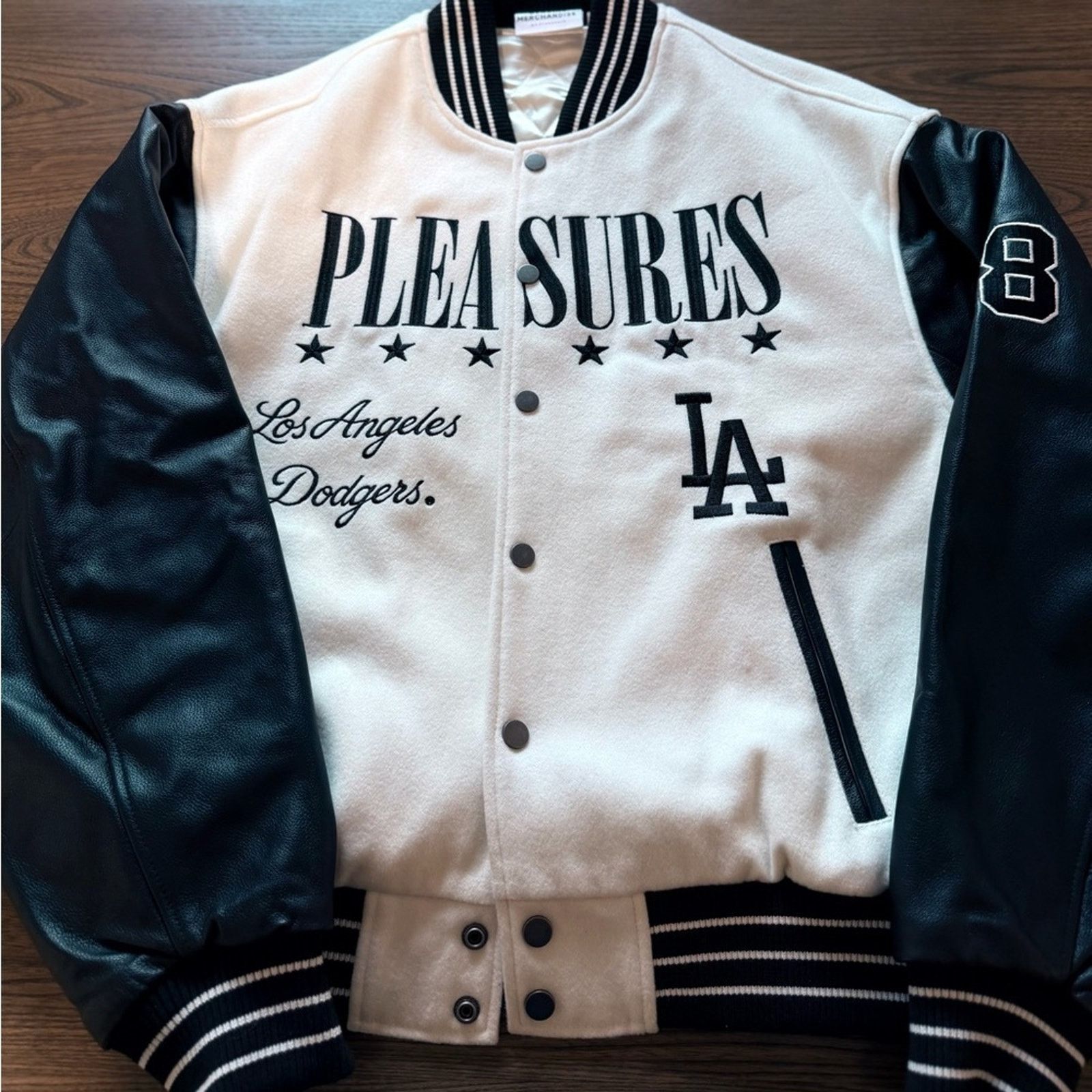Pleasures PLEASURES White Los Angeles Dodgers Varsity Jacket M Size US M / EU 48-50 / 2 - 2 Thumbnail
