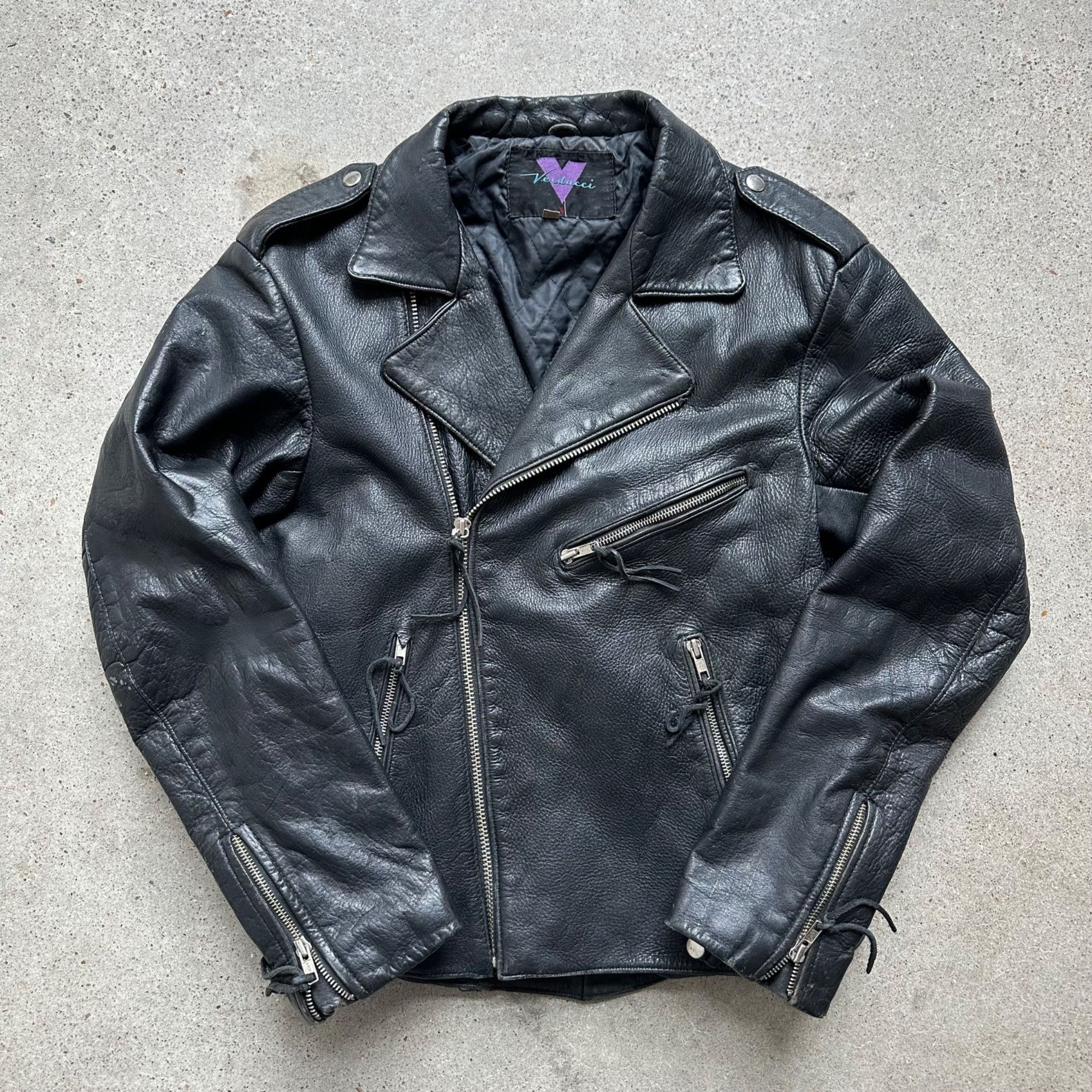 image of Vintage 80S/90S Verducci Leather Biker Motorcycle Jacket in Black, Women's (Size Small)