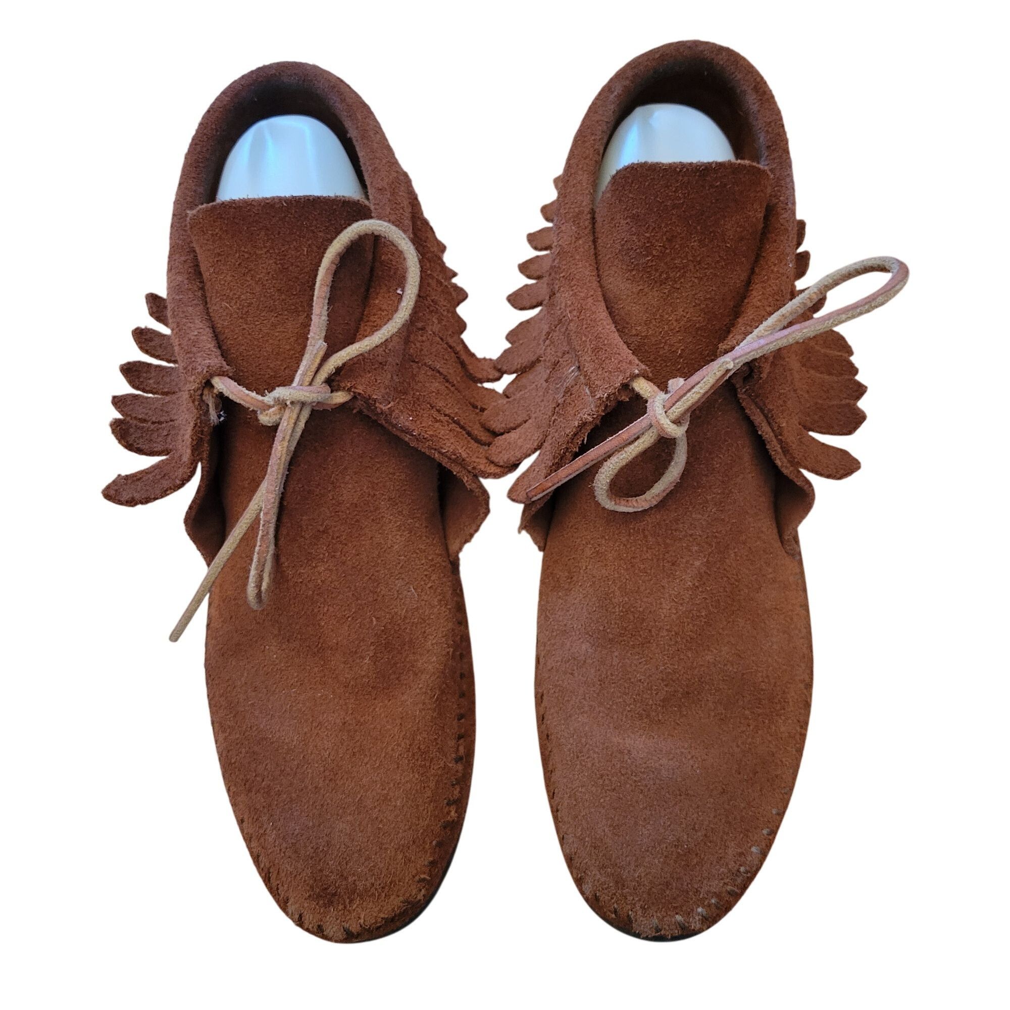 Minnetonka Minnetonka 7 Brown Leather Fringe Moccasins Ankle Boots Boot Size US 7 / IT 37 - 2 Thumbnail