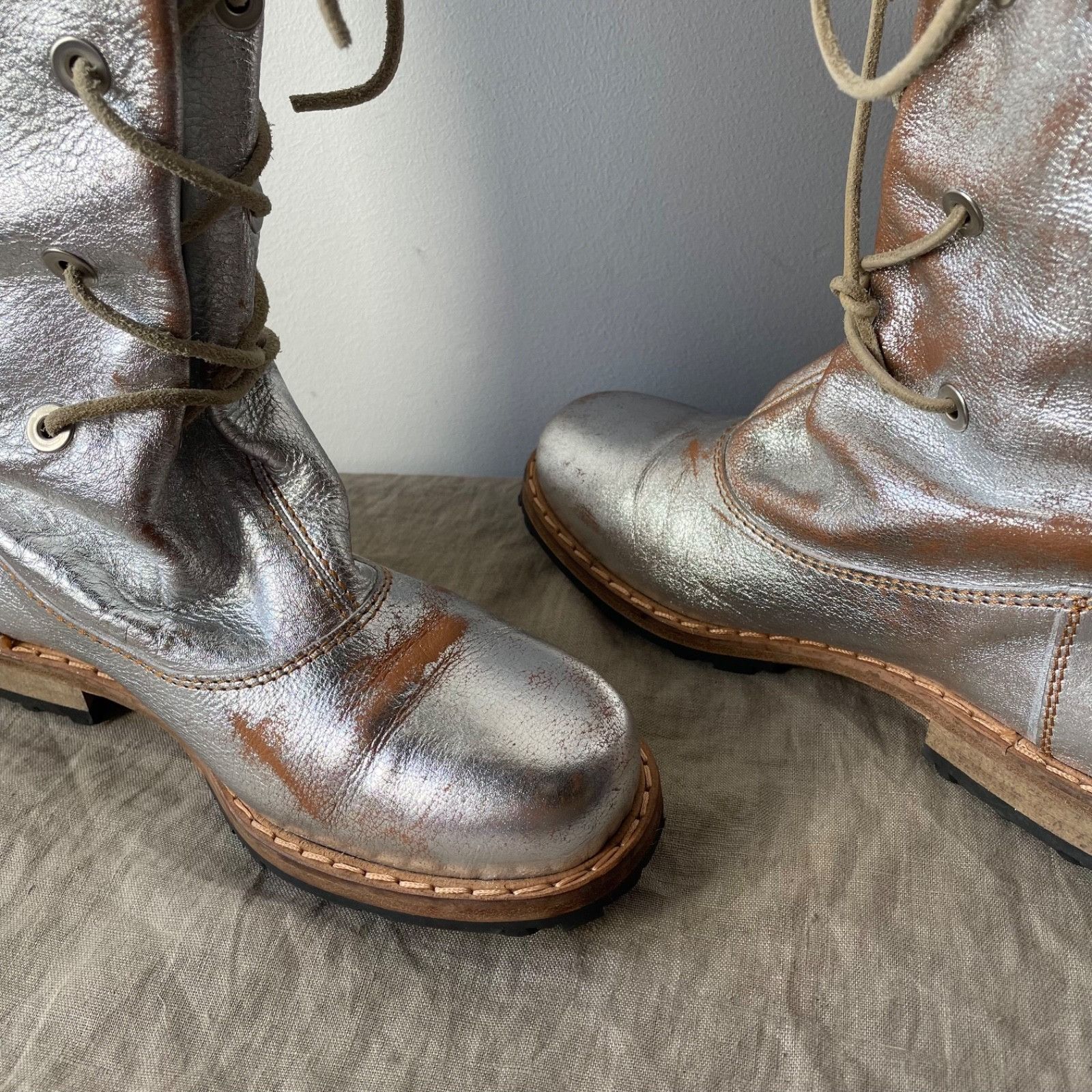 Love Moschino Love Moschino Leather Distressed Combat Boots 9666AC Size US 6.5 / IT 36.5 - 5 Thumbnail