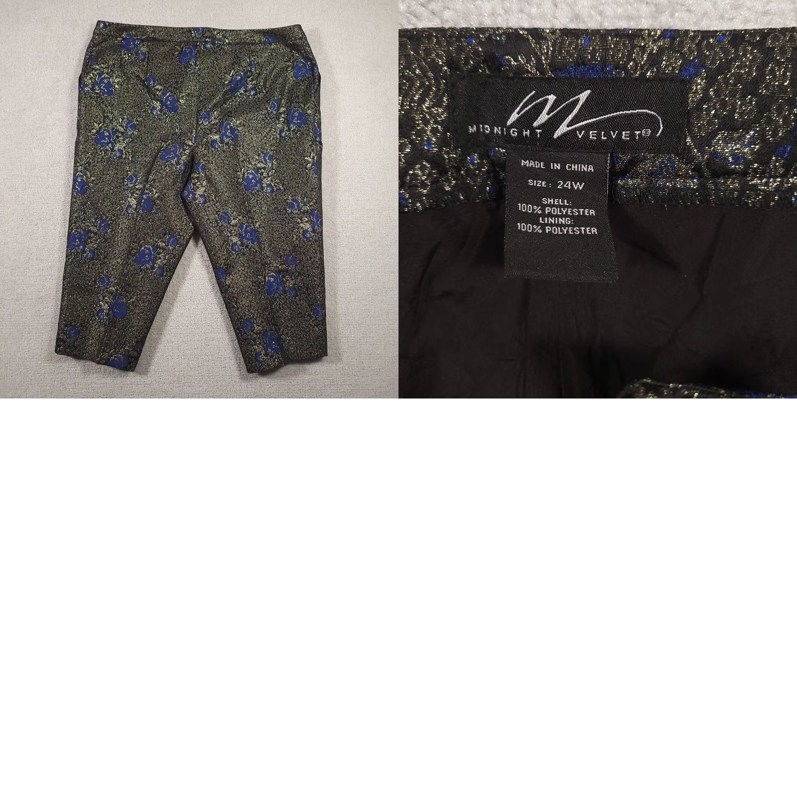 Velvet Midnight Velvet Dress Pants Capri Women's 24W Plus Size Floral Glitter Shimmer Capri Pants Multicolor Glitter Women 24W Mens? Size 42" / US 20 - 9 Thumbnail