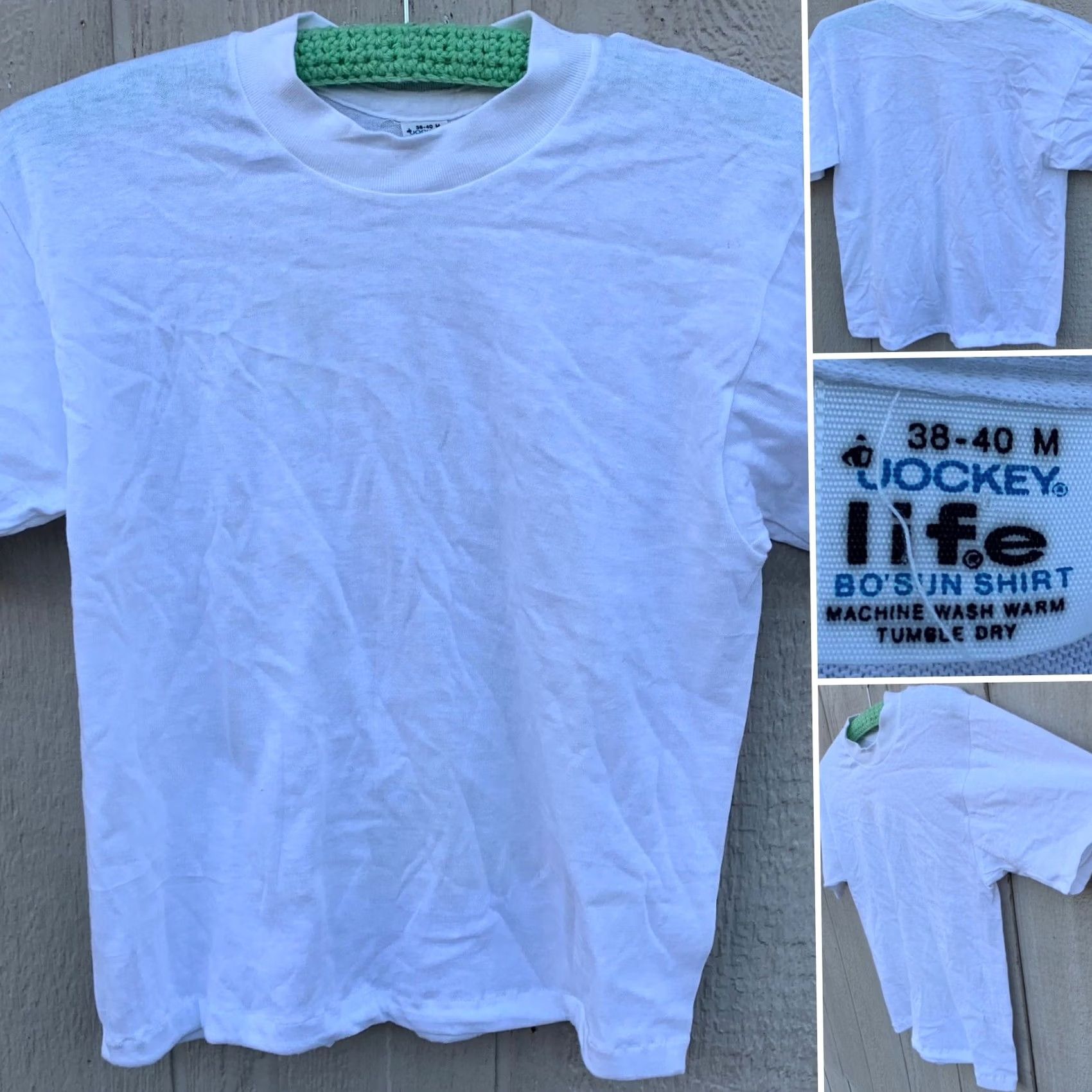 Jockey VINTAGE Jockey Shirt Mens T-Shirt White Crew Neck Short Sleeve Size M 38 40 Life BO SUN Single Stitch Size US M / EU 48-50 / 2 - 2 Thumbnail