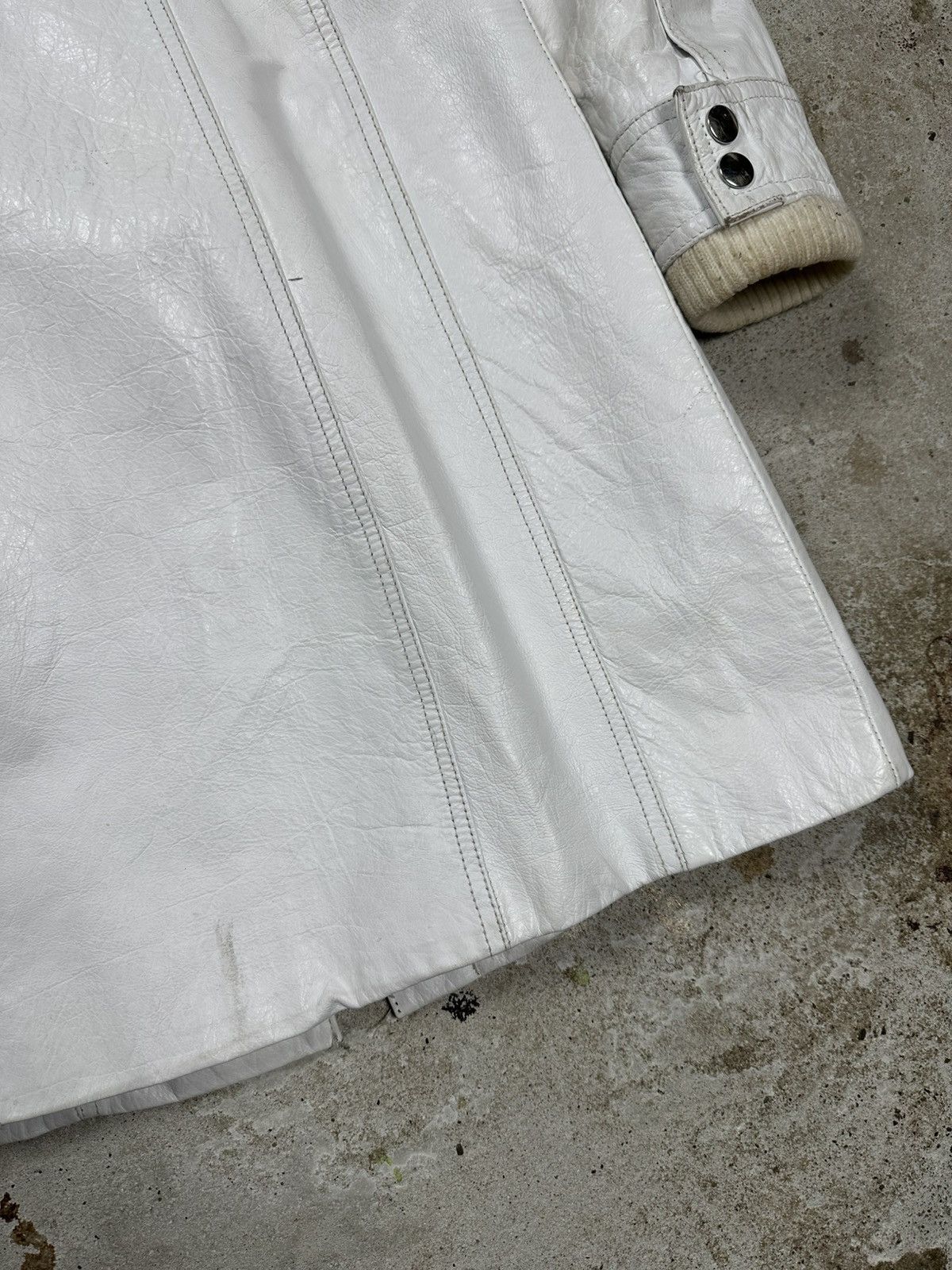Japanese Brand Vintage Y2K Real Leather White Utility Coat Jacket Size M / US 6-8 / IT 42-44 - 14 Thumbnail
