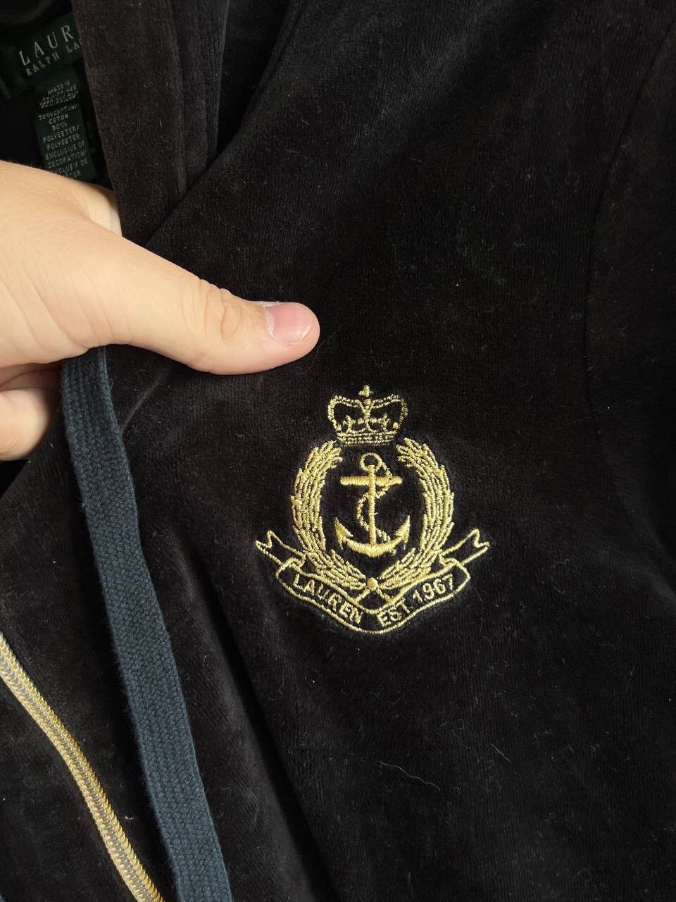 Polo Ralph Lauren Polo Ralph Lauren Velour Anchor Embroidered Zip Hooded 00s Size US L / EU 52-54 / 3 - 7 Thumbnail