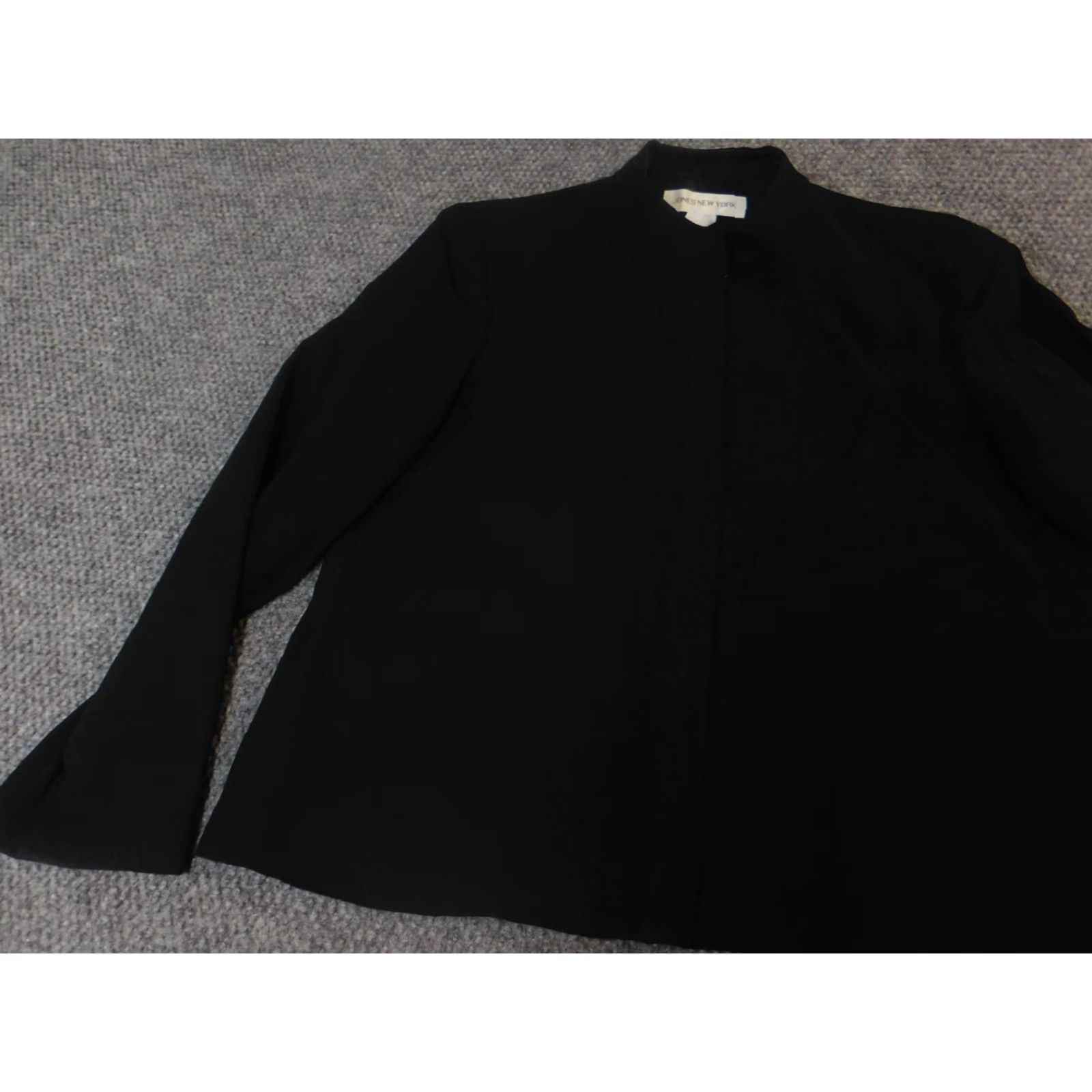 Jones New York Jones New York Womens Jacket Blazer Knit Cotton Long Sleeve Zip Black 14 Casual Winter Buttons Collared Regular Mid-Length Vintage No Size XL / US 12-14 / IT 48-50 - 4 Thumbnail