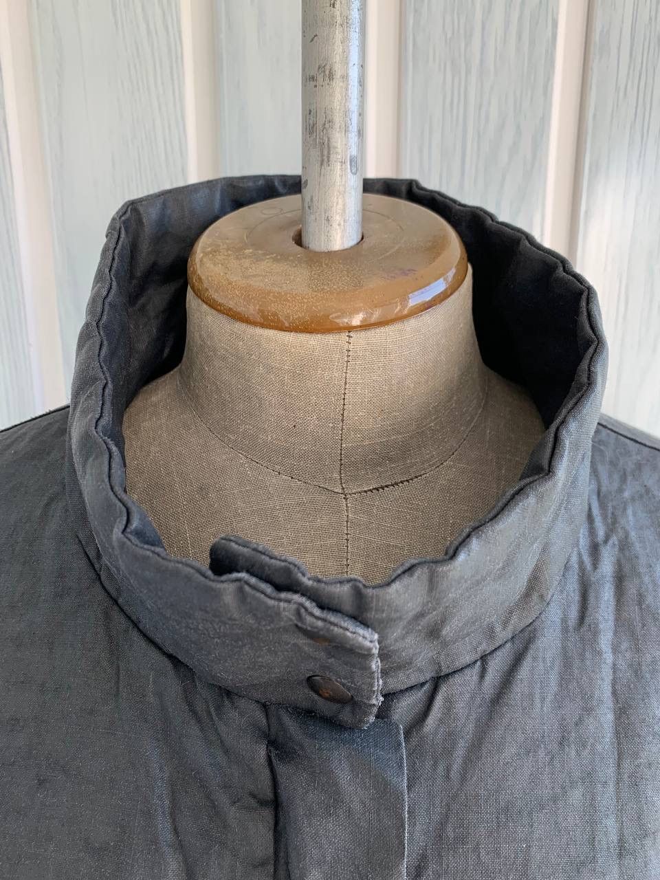 Japanese Brand × Sarah Pacini SARAH PACINI Navy Ramie & Resin Blend Mock Geometric Jacket Size S / US 4 / IT 40 - 11 Thumbnail