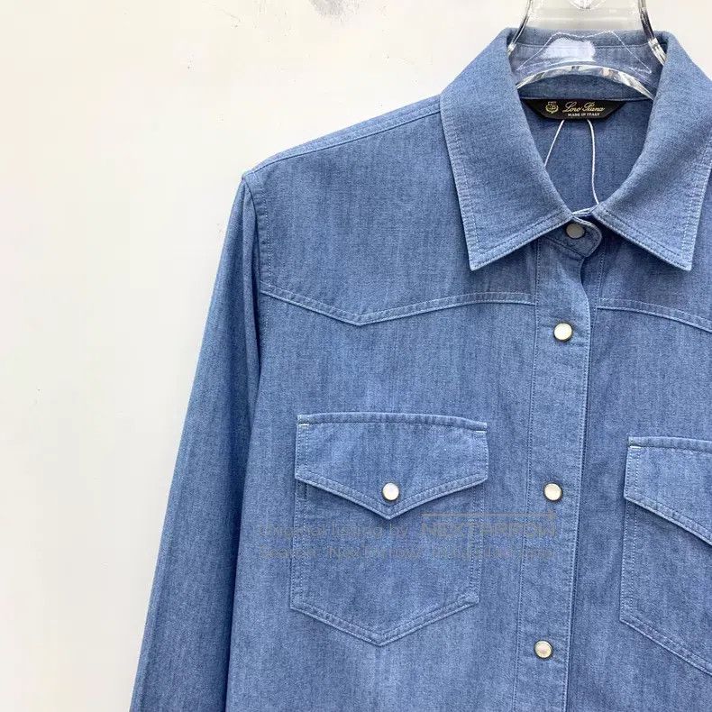 Loro Piana Loro Piana Blue Cotton Collar Single Breasted Long Sleeve Size XS / US 0-2 / IT 36-38 - 3 Thumbnail