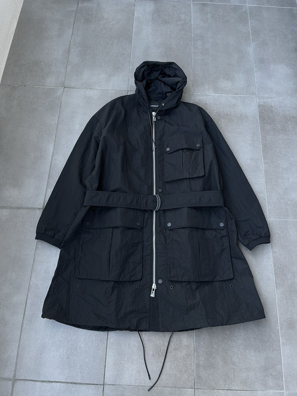 Emporio Armani !DS! AW22 Emporio Armani Black Trench Coat Windbreaker Size US L / EU 52-54 / 3 - 7 Thumbnail