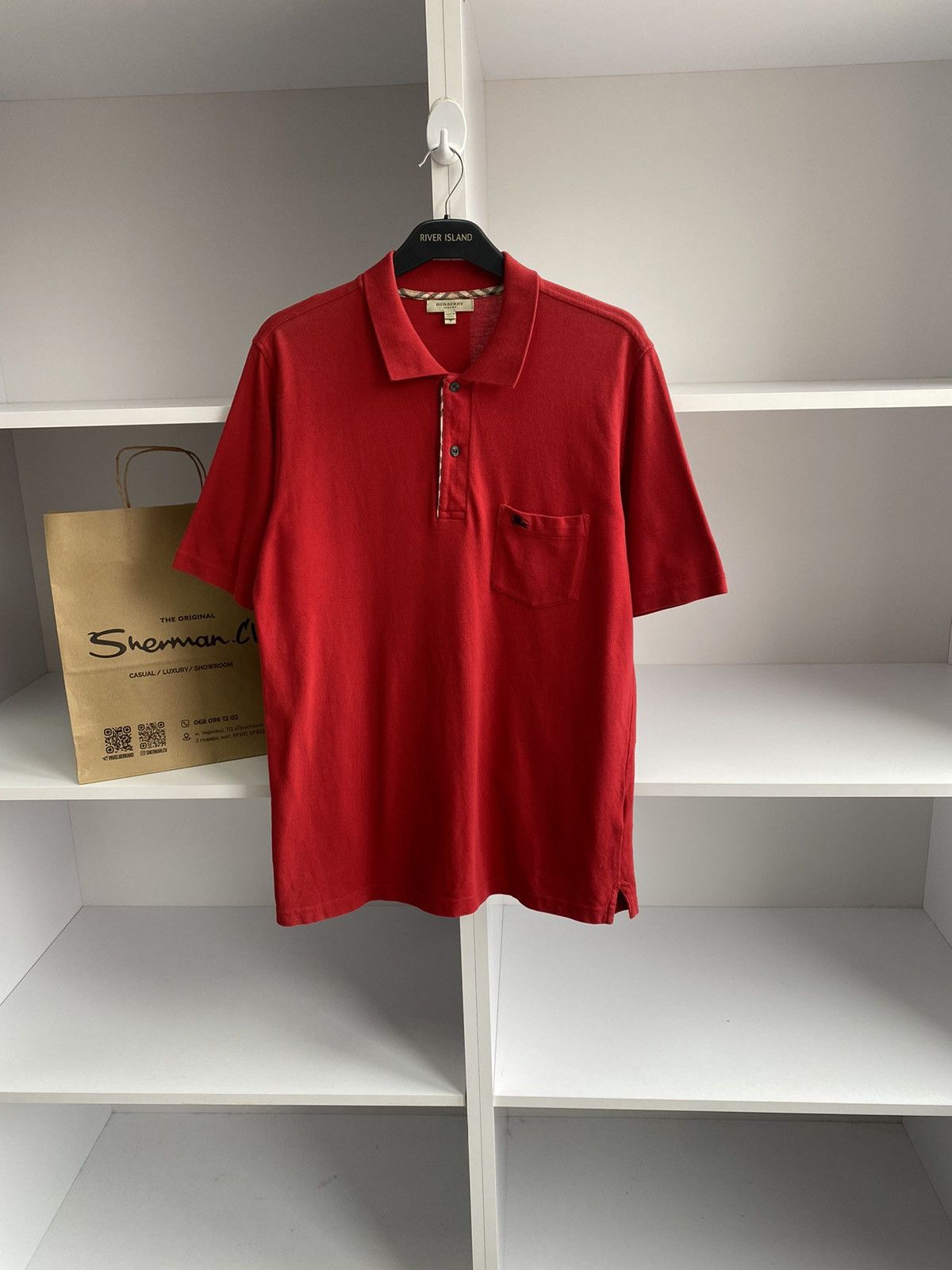 Burberry × Vintage Vintage Burberry Red Polo T-Shirt Size US S / EU 44-46 / 1 - 2 Thumbnail