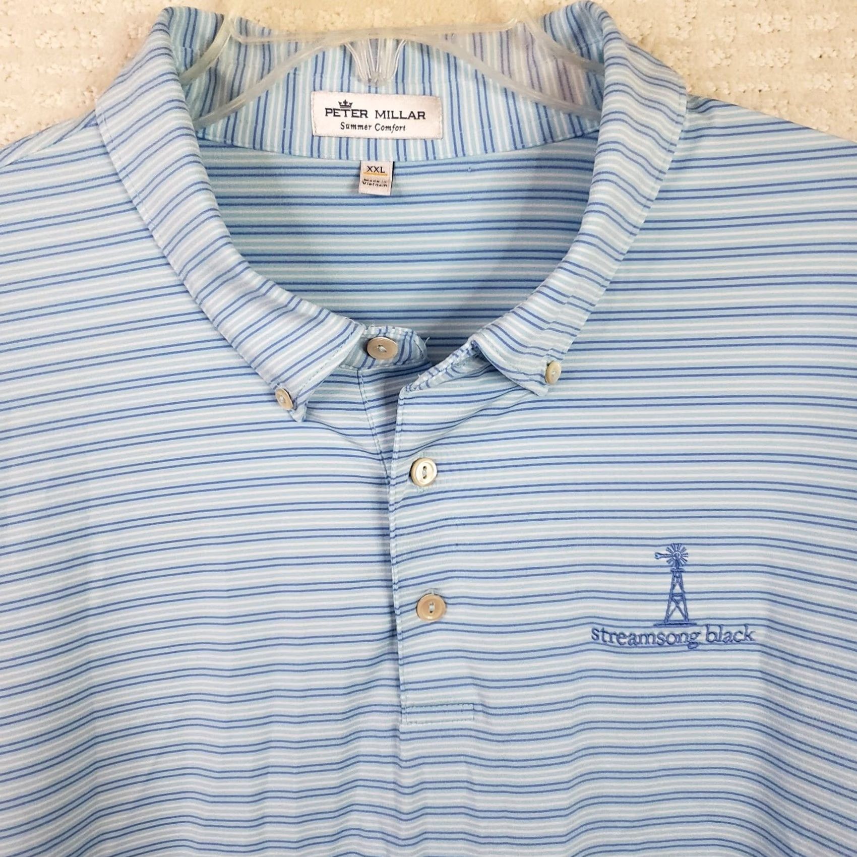 Peter Millar Peter Millar Polo Shirt Mens 2XL Blue Striped Lightweight Short Sleeve Collared Golf Summer Comfort Shirt Men Size US XXL / EU 58 / 5 - 3 Thumbnail