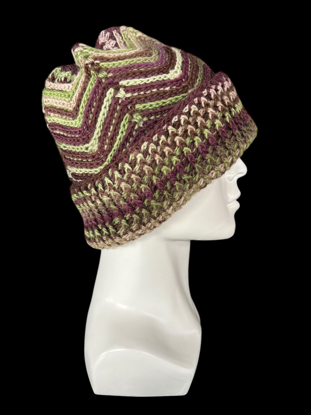 Japanese Brand × Vintage Crochet Knitted Handmade Beanie Hats Rare ☠️☠️ Size ONE SIZE - 2 Thumbnail