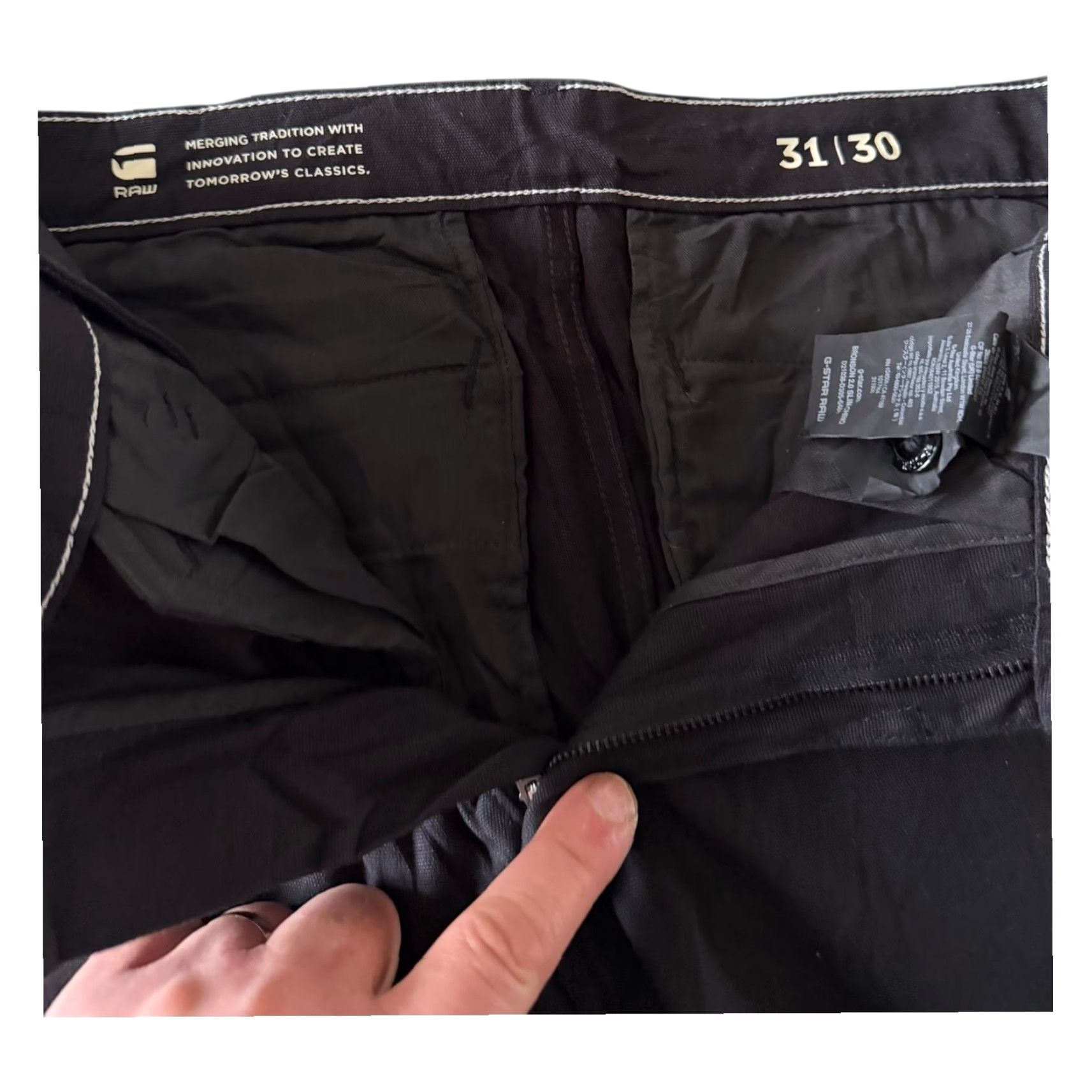 G-Star G-Star RAW Black Chino Trousers Mens W31 L30 Slim Fit Zip Fly Jeans Pants 5-Pocket Black Mens W31 L30 Slim Fit Zip Fly Size US 31 - 4 Thumbnail