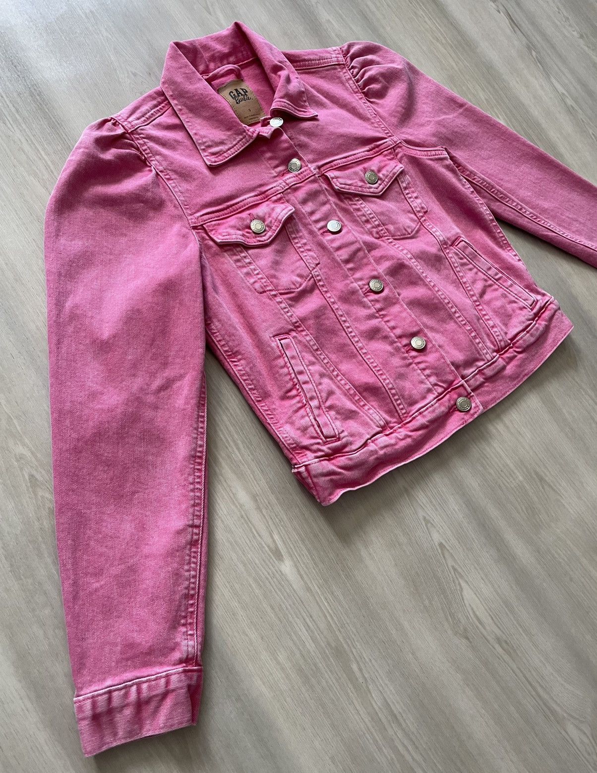 Gap GAP X BARBIE Adult Pink Puff Sleeve Icon Denim Jacket - S Size S / US 4 / IT 40 - 4 Thumbnail