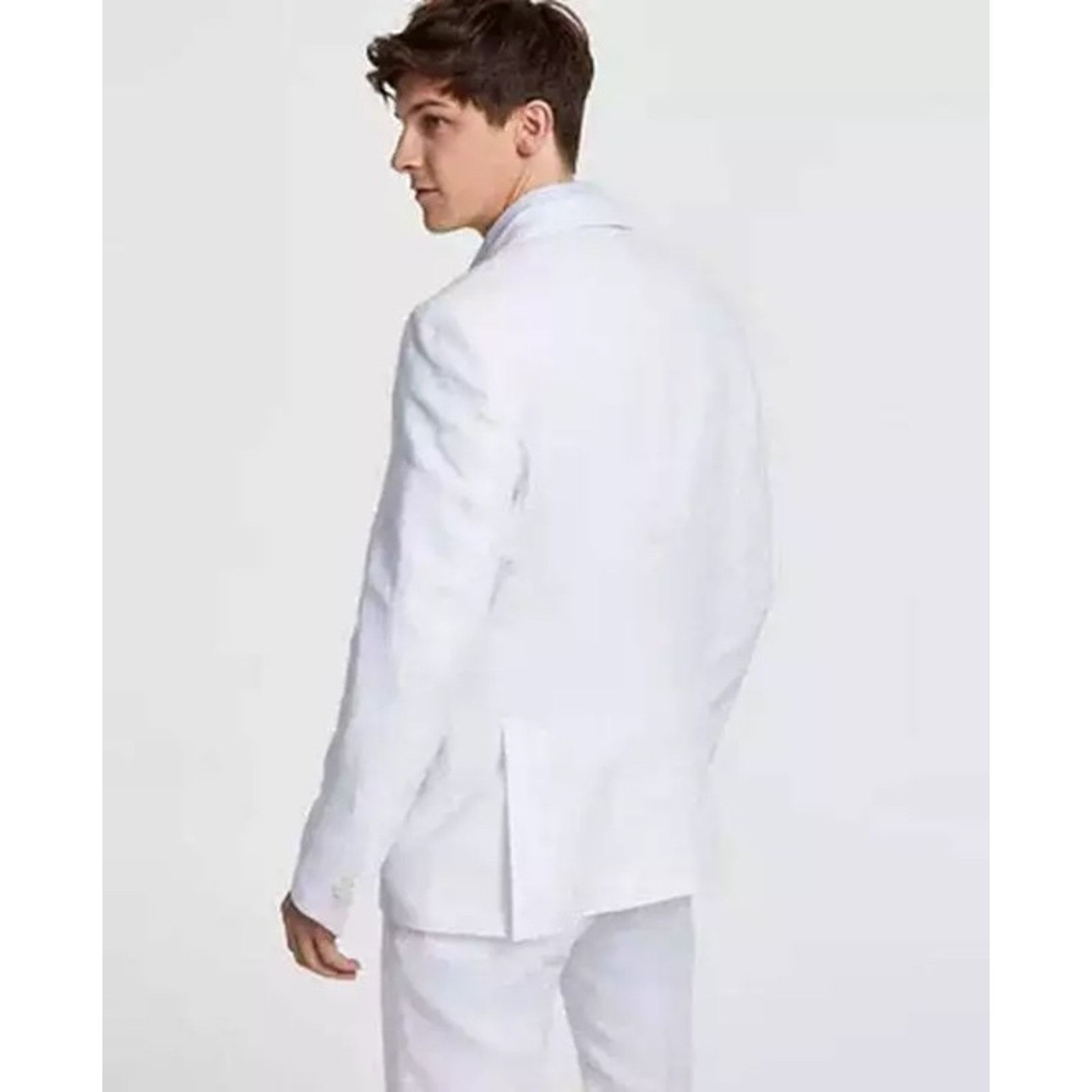 Tommy Hilfiger Tommy Hilfiger Men's White Linen Modern Suit Jacket Size 40S Size 40S - 3 Thumbnail
