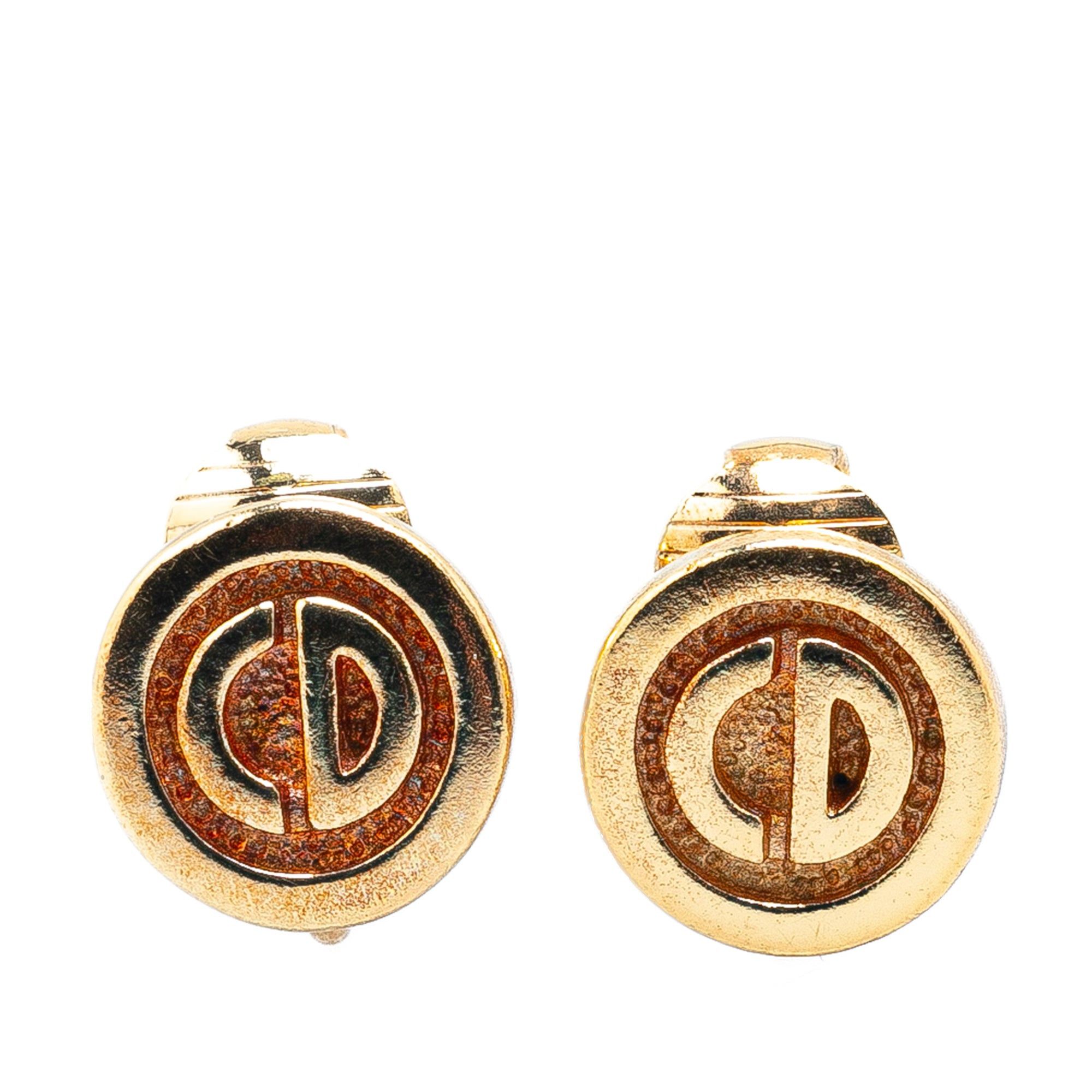 Dior Dior Gold Plated Round CD Clip On Earrings Gold Size ONE SIZE - 1 Thumbnail