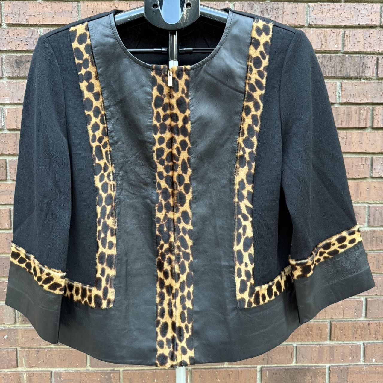 St. John St. John new Blazer Jacket Leopard Cheetah Calf Hair Leather Size XL / US 12-14 / IT 48-50 - 1 Thumbnail