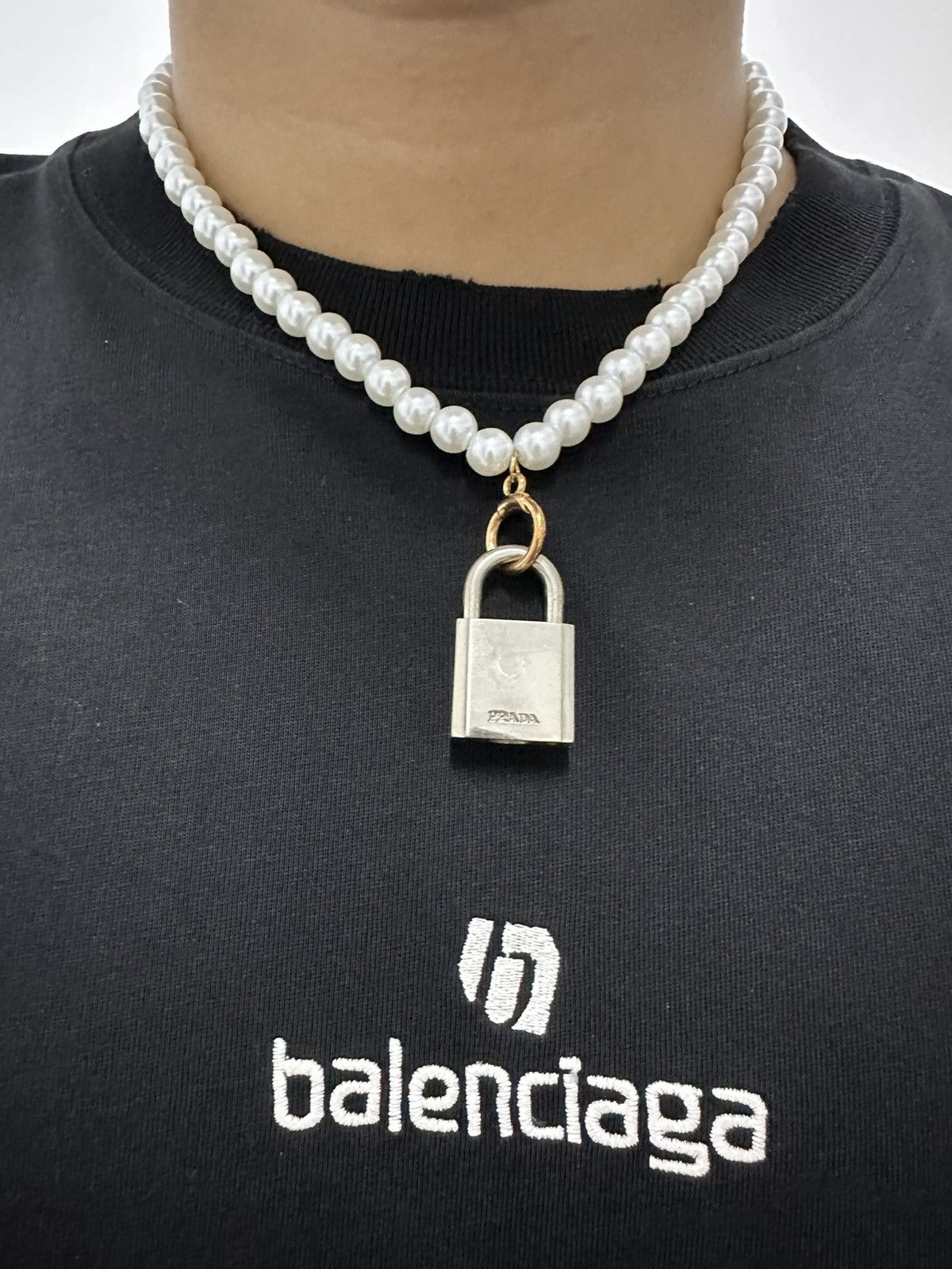 Reworked prada lock necklace discount