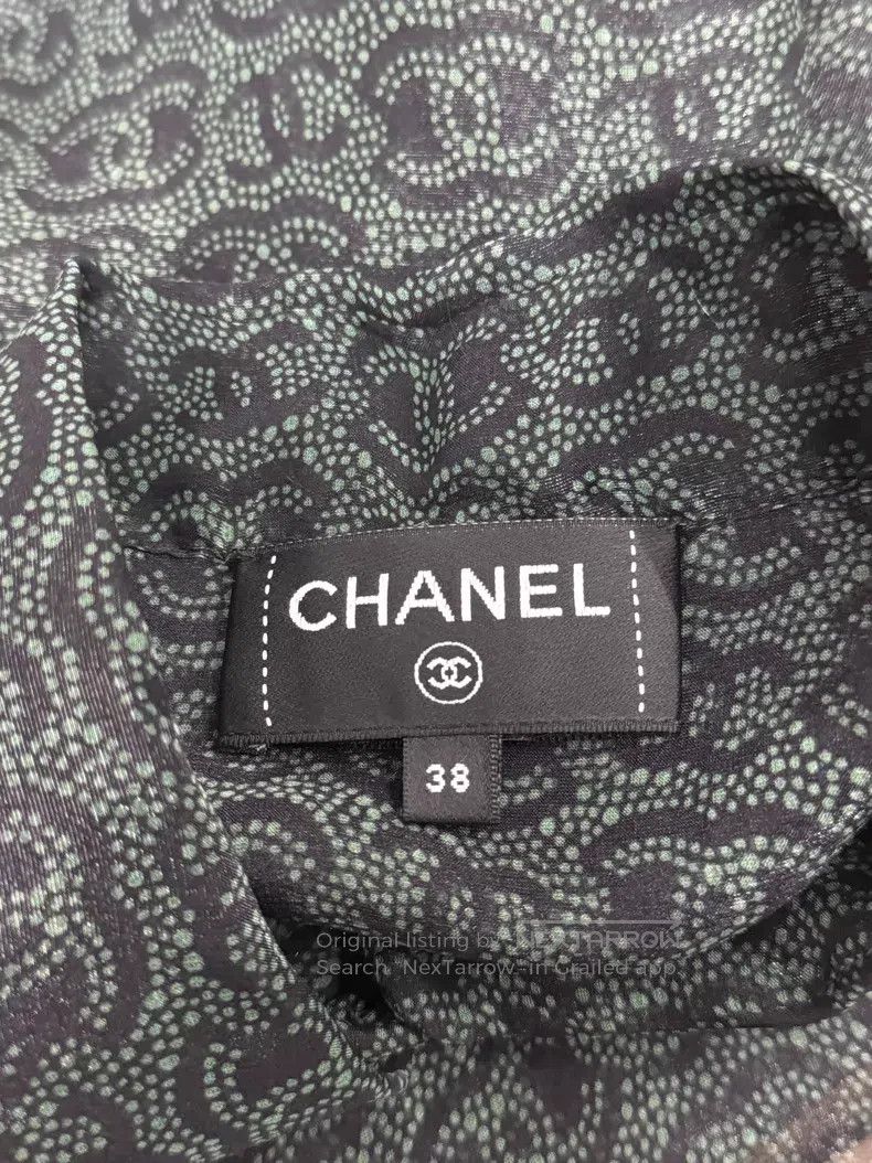 Chanel Chanel 23A dark green full logo silk shirt Size XS / US 0-2 / IT 36-38 - 4 Thumbnail
