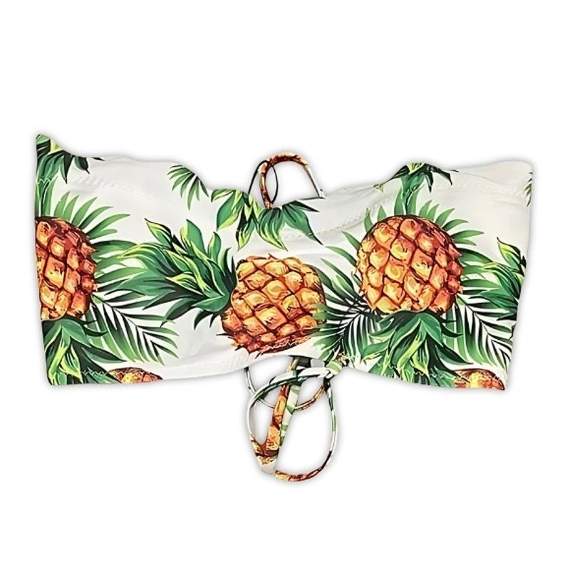 Other Zaful Bandeau Swimsuit Top Vibrant Pineapple White/Green W 4 Size ONE SIZE - 1 Thumbnail