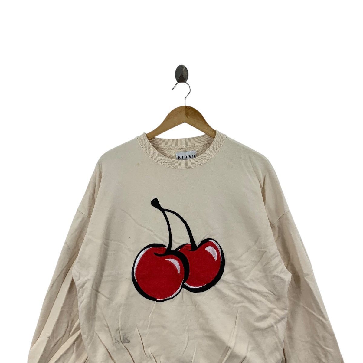 Other KIRSH KOREA Big Cherry Applique Beige Baggy Sweatshirt Size XL / US 12-14 / IT 48-50 - 2 Thumbnail
