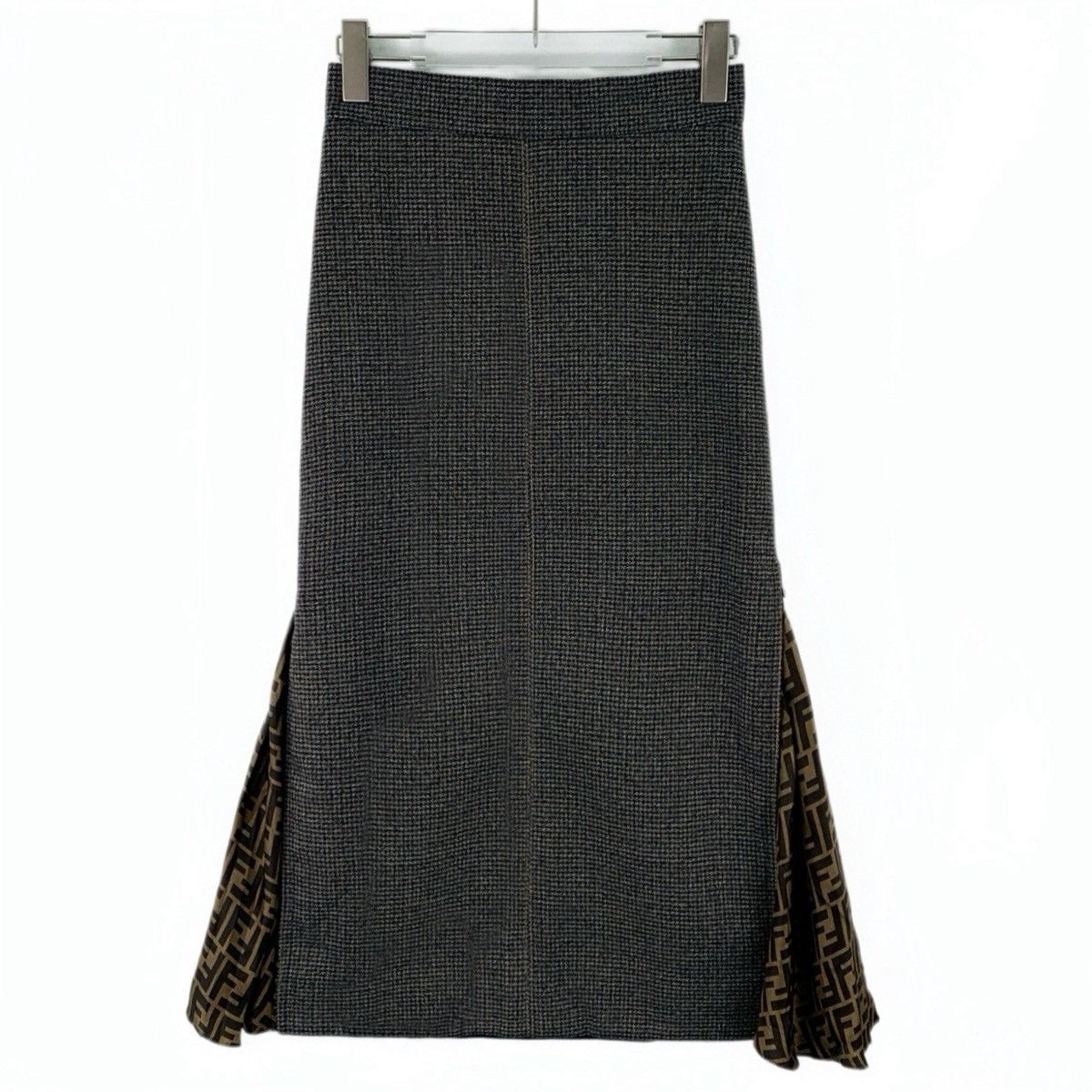 Fendi Fendi Dark Grey Houndstooth Wool Skirt K26WX Size 26" / US 2 / IT 38 - 1 Thumbnail