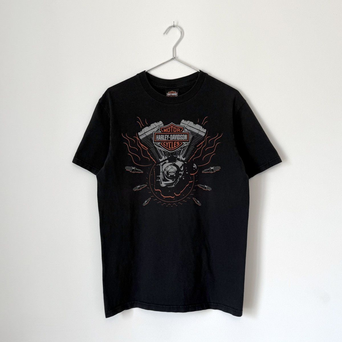 Harley Davidson Vtg 2000s Harley Davidson Flames Engine Faded Biker Tee ERD Size US M / EU 48-50 / 2 - 2 Thumbnail