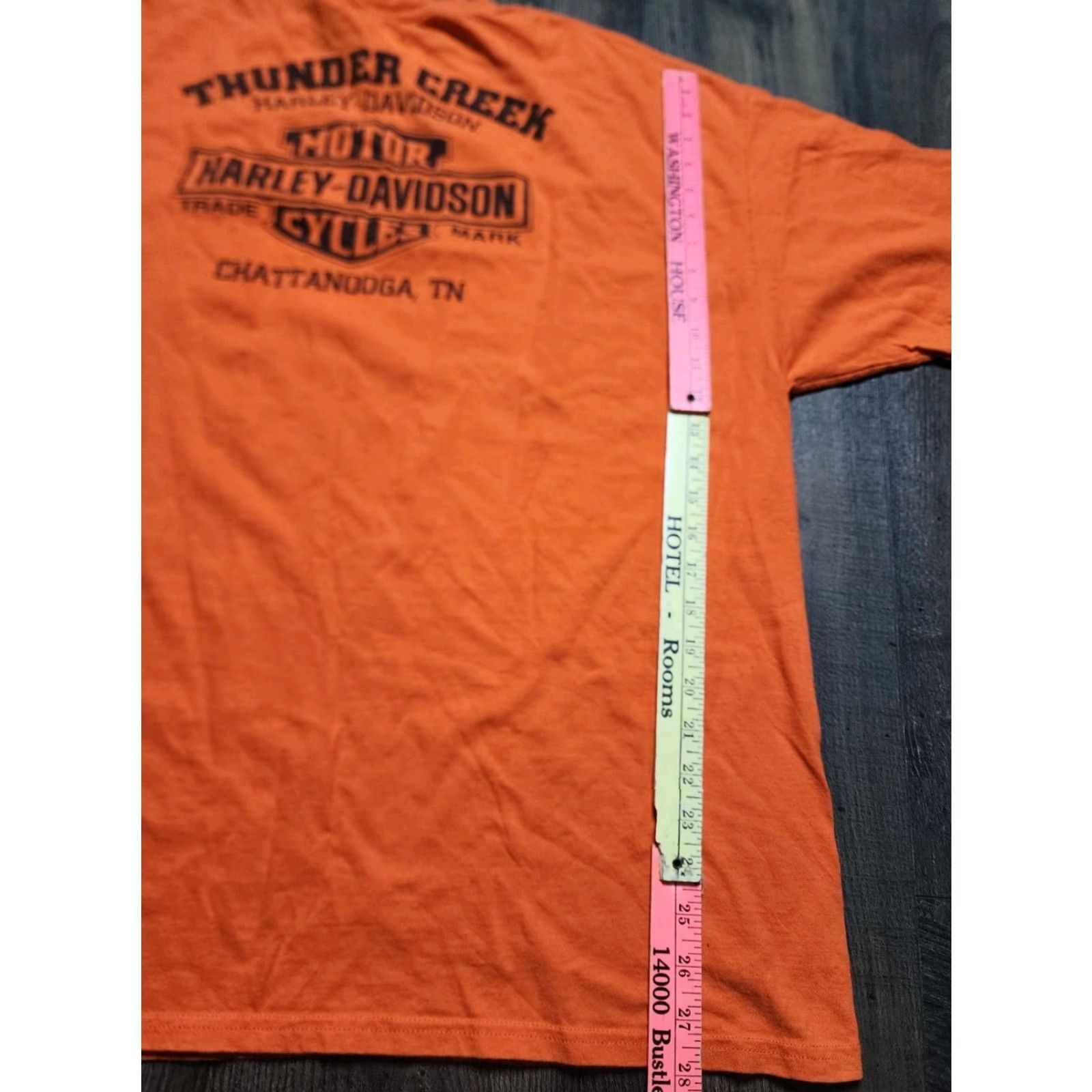 Harley Davidson VINTAGE Harley-Davidson Men's 2XL T-Shirt Short Sleeve Cotton Motorcycle Pockets Orange 2010s Size US XXL / EU 58 / 5 - 3 Thumbnail