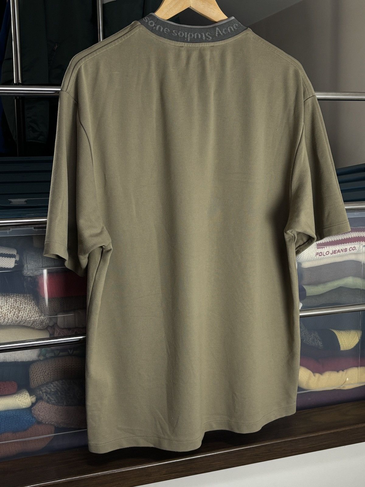 Acne Studios Acne Studios Green Olive Collar Logo Oversize Rare T-Shirt Size US S / EU 44-46 / 1 - 4 Thumbnail