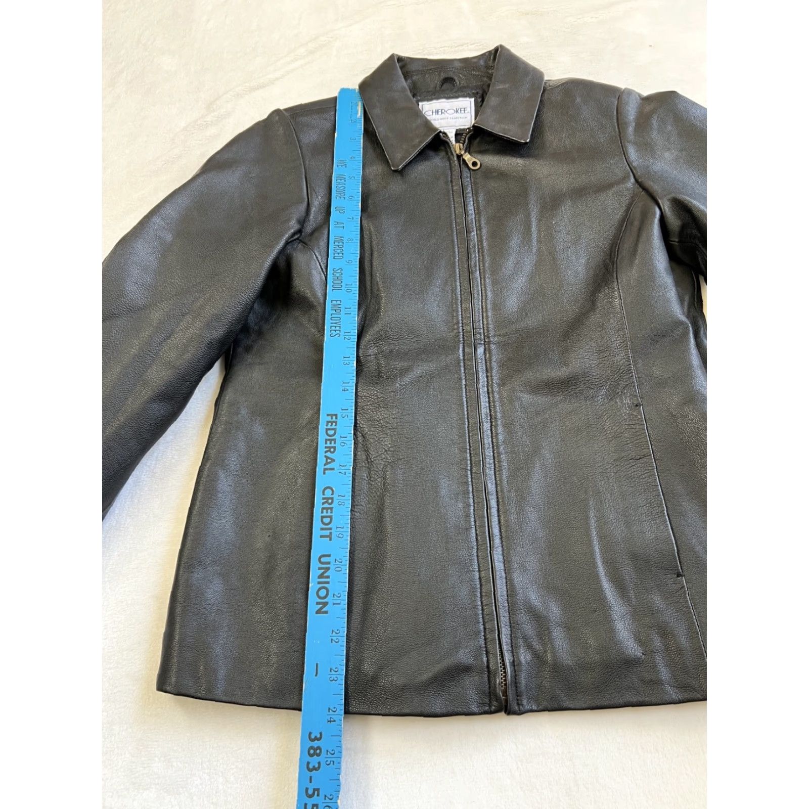 Cherokee VINTAGE Cherokee Leather Jacket Women's L City Basic Jacket, Black, Regular Fit, 90s Y2K, Spring Fall Winter Womens Size L / US 10 / IT 46 - 3 Thumbnail