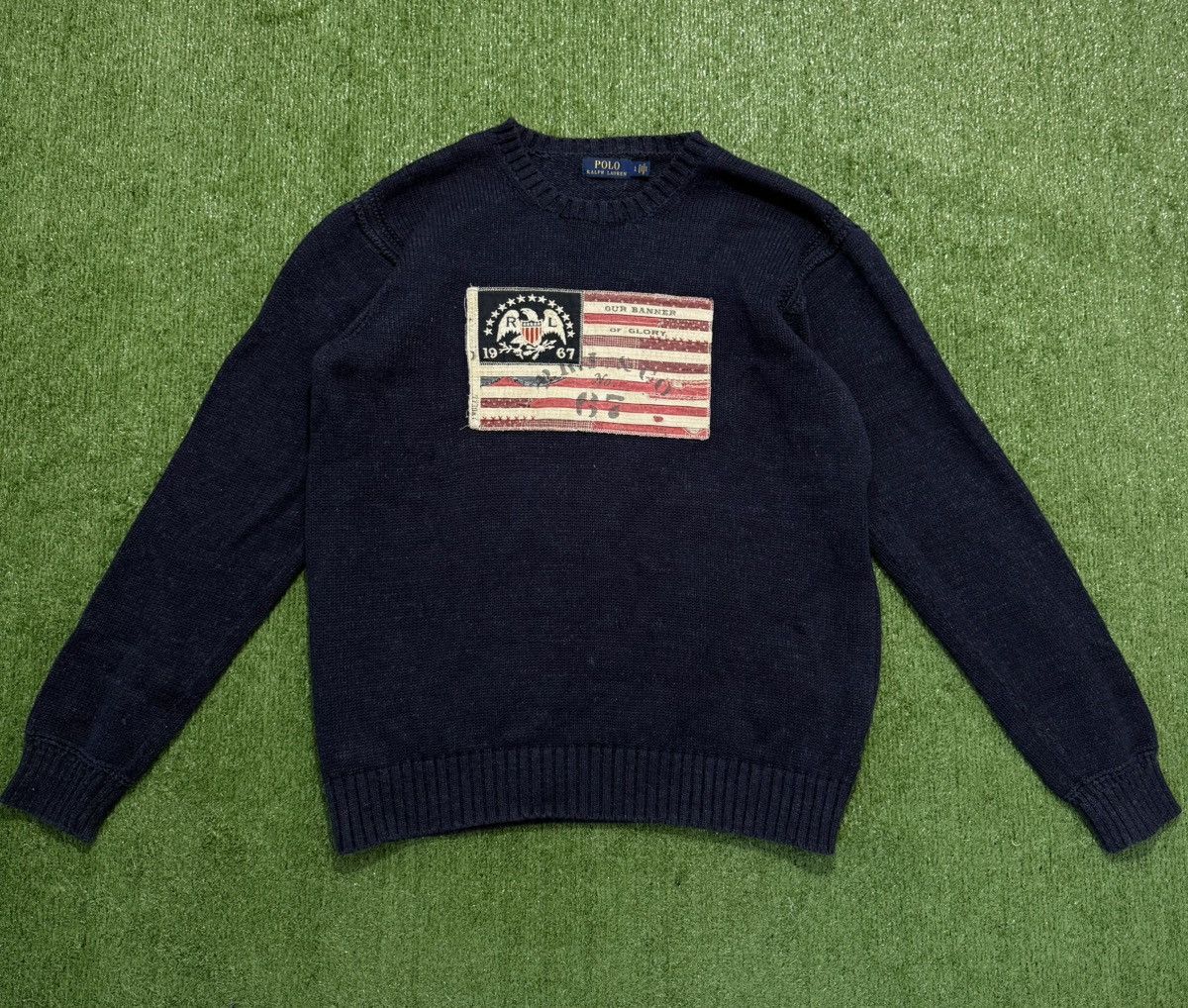 Polo Ralph Lauren Polo Ralph Lauren Navy Sweater USA Flag Rare Size US L / EU 52-54 / 3 - 1 Thumbnail