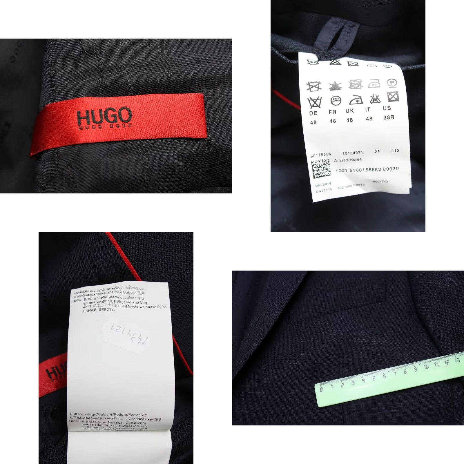 Hugo Boss HUGO BOSS Red Label Blazer Men US 38R Single-Breasted Wool Blue Notch Lapel Amaro/Heise Regular Jacket Size 38R - 8 Thumbnail