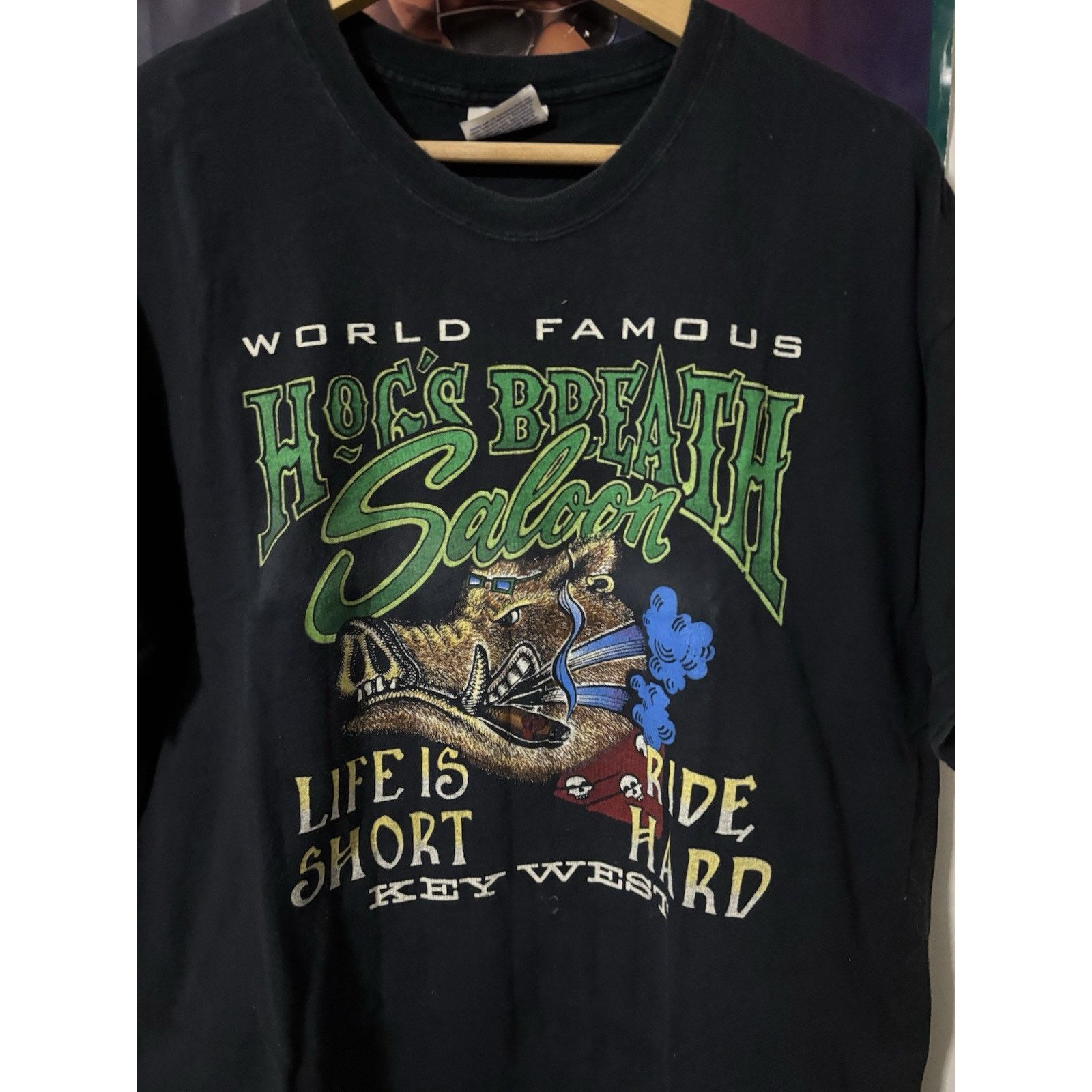 Vintage Hogs Breath Saloon T XL Black Key West Life Is Short Ride Size US XL / EU 56 / 4 - 5 Thumbnail