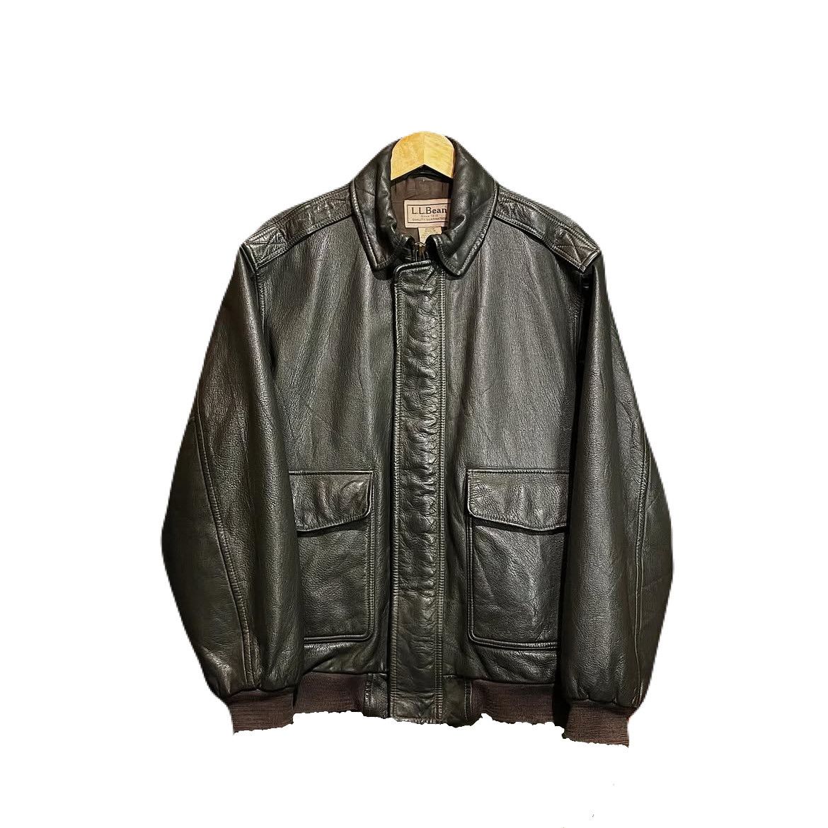 Vintage 90s LL Bean A-2 Goatskin Leather Bomber Flight Lined