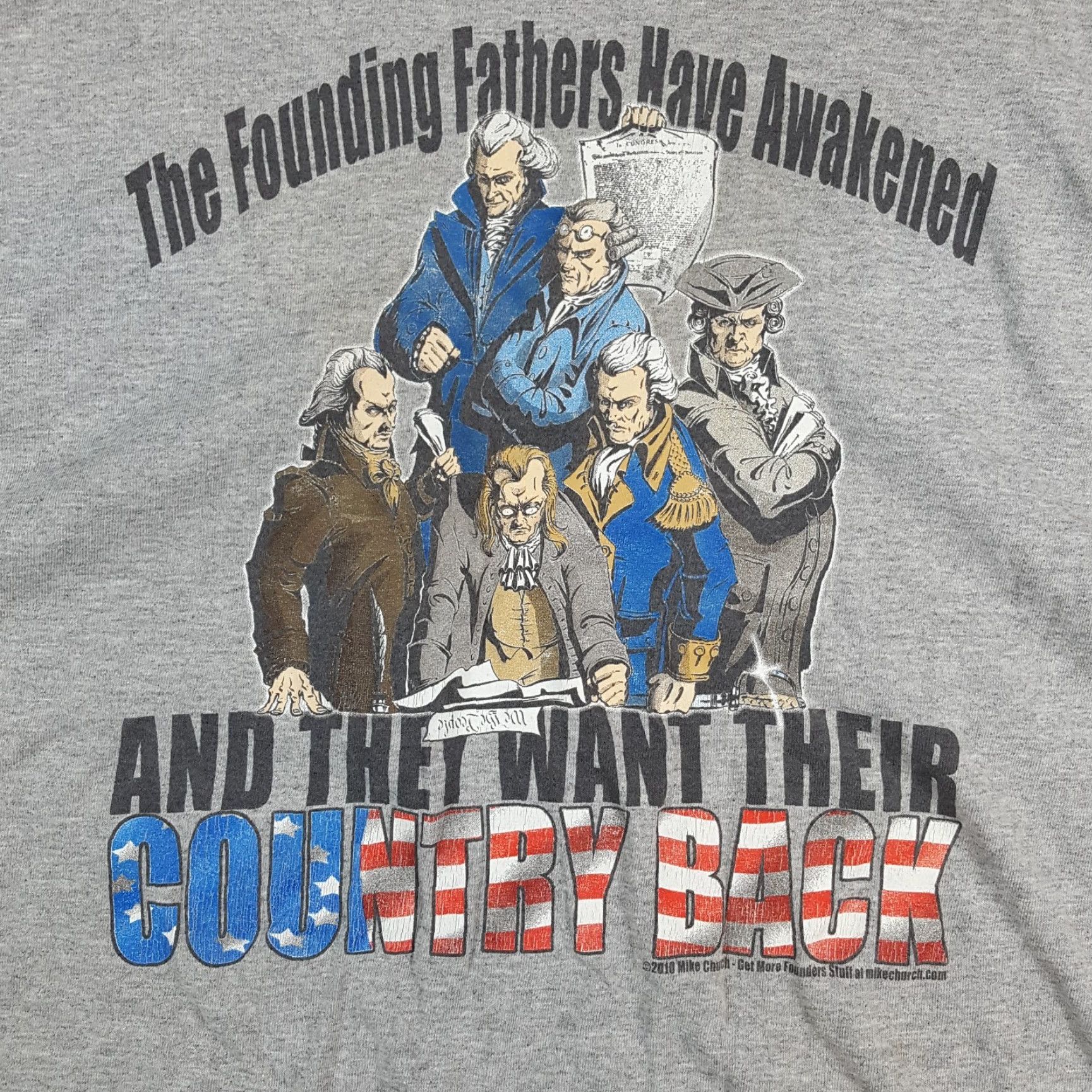 Gildan Founding Fathers USA History Cartoon Men's Size XL Retro President Flag T Shirt Size US XL / EU 56 / 4 - 3 Thumbnail
